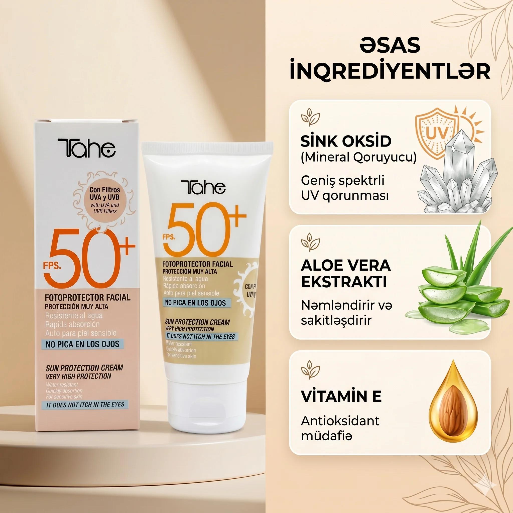 TAHE PHOTOPROTECTOR SOLAR FACIAL CREAM (50 ml) FPS50 - миниатюра 3