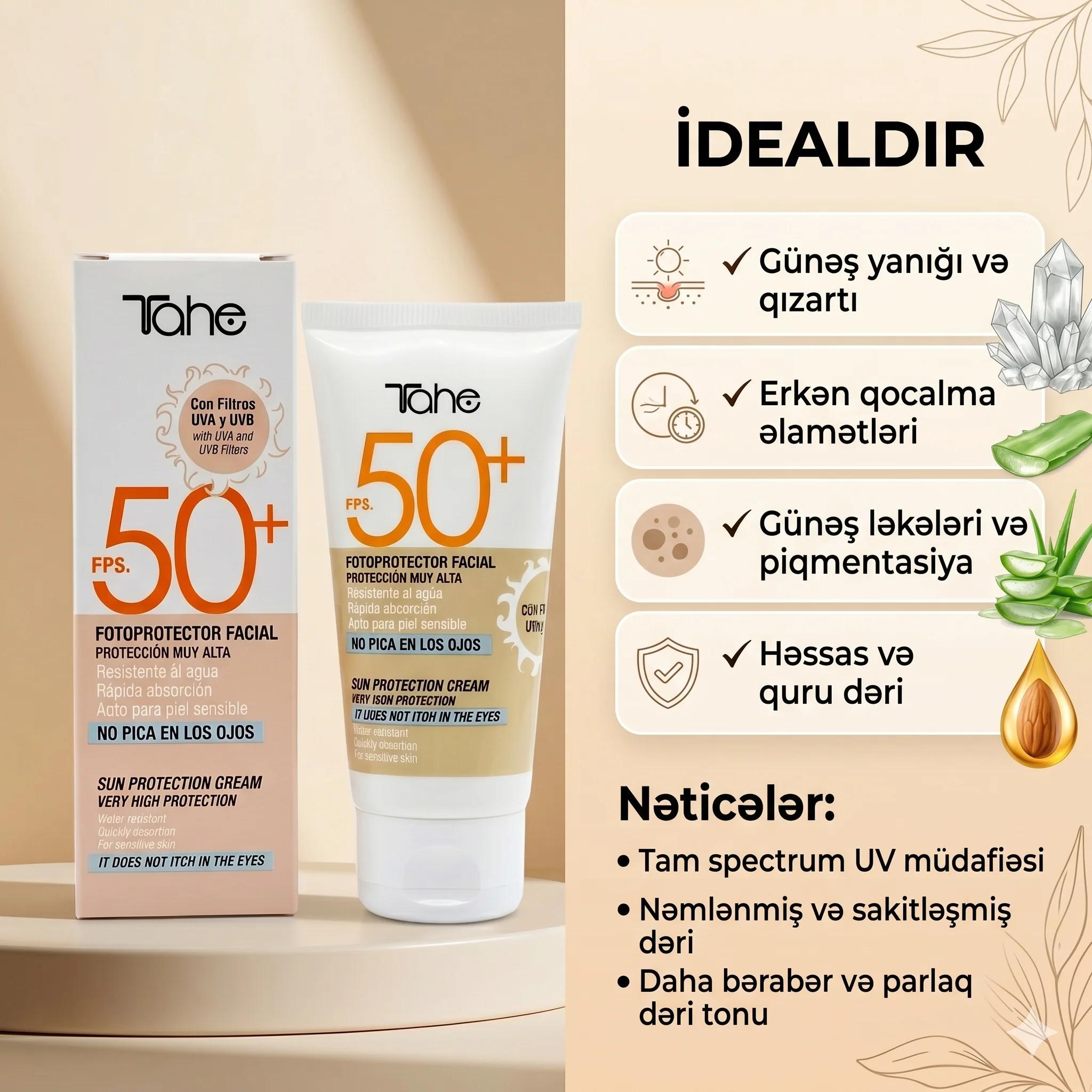 TAHE PHOTOPROTECTOR SOLAR FACIAL CREAM (50 ml) FPS50 - миниатюра 4