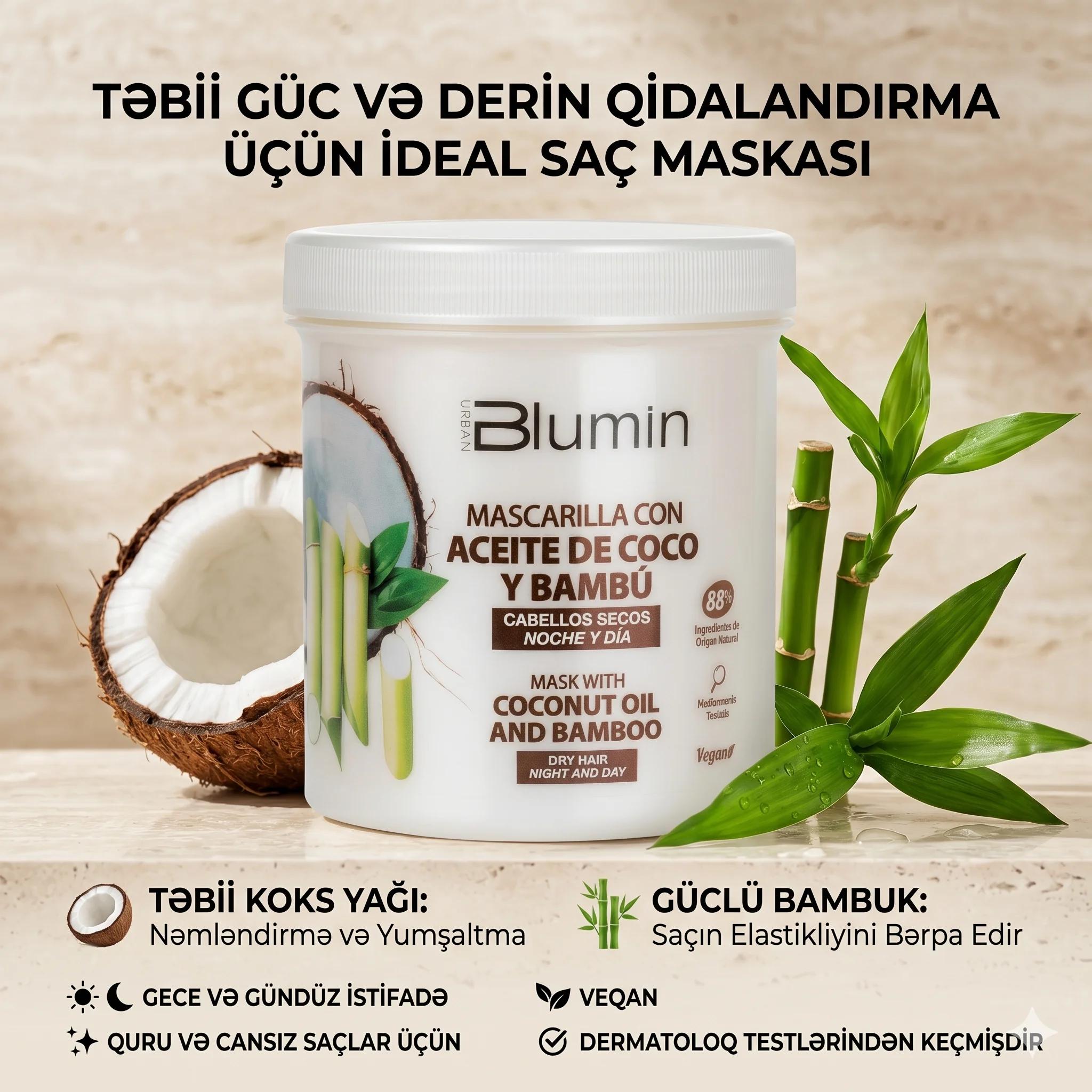 BLUMIN Mask with coconut oil and bamboo 700ml - миниатюра 2
