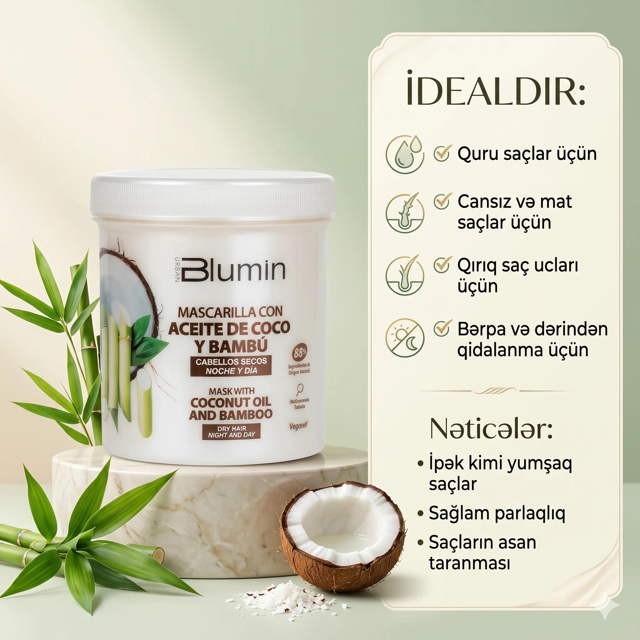 BLUMIN Mask with coconut oil and bamboo 700ml - миниатюра 4