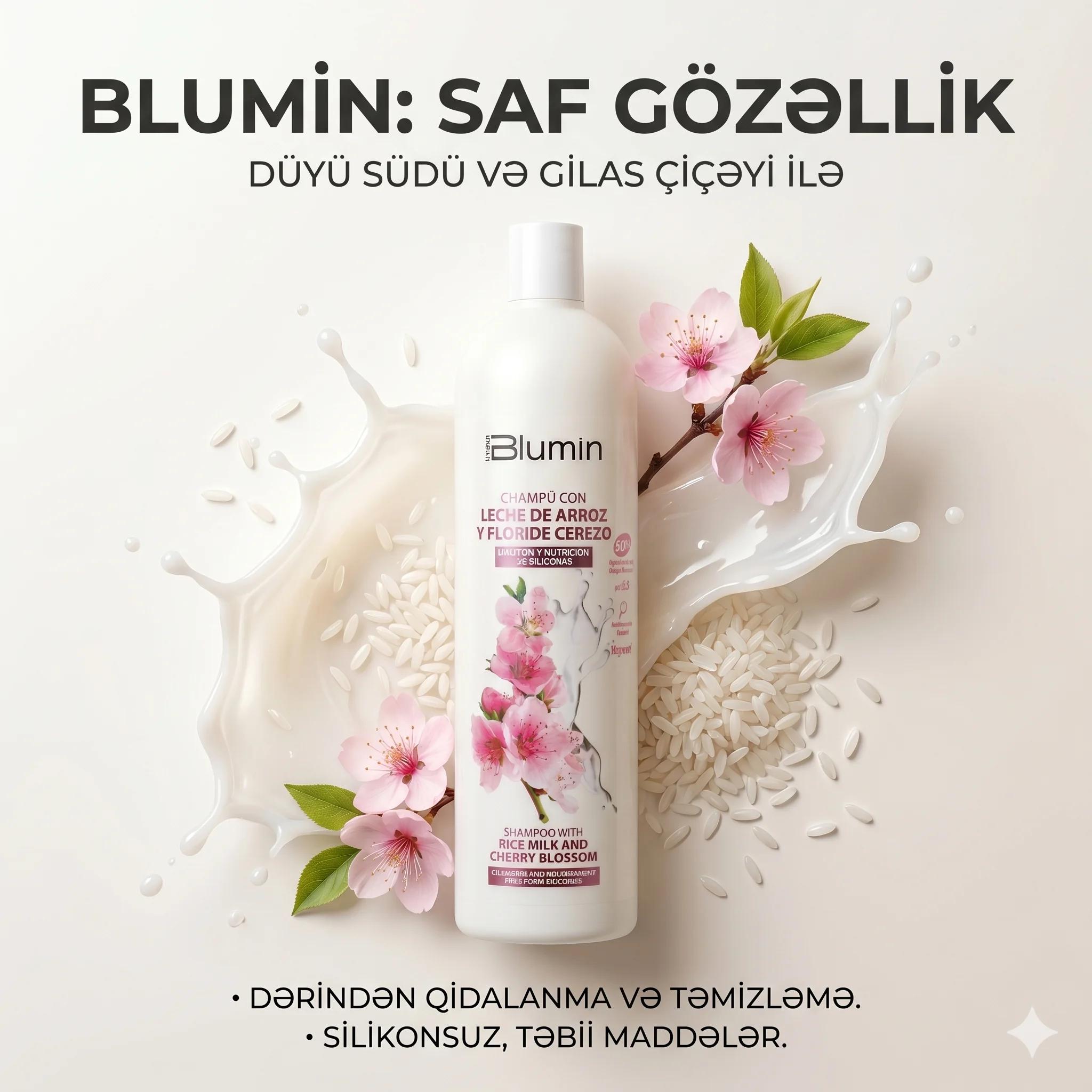 BLUMIN Shampoo with rice milk and cherry blossom 1000ml - миниатюра 2