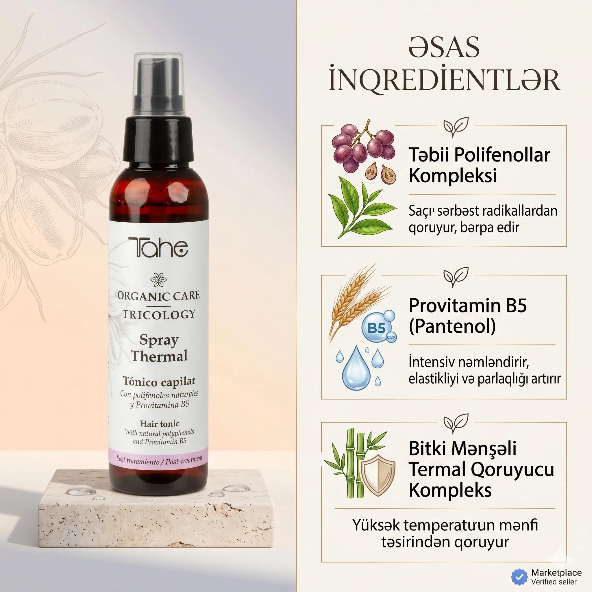 Tahe Organic Care TRICOLOGY-SPRAY TERMAL POST-TRATAMIENTO 125ML - миниатюра 3