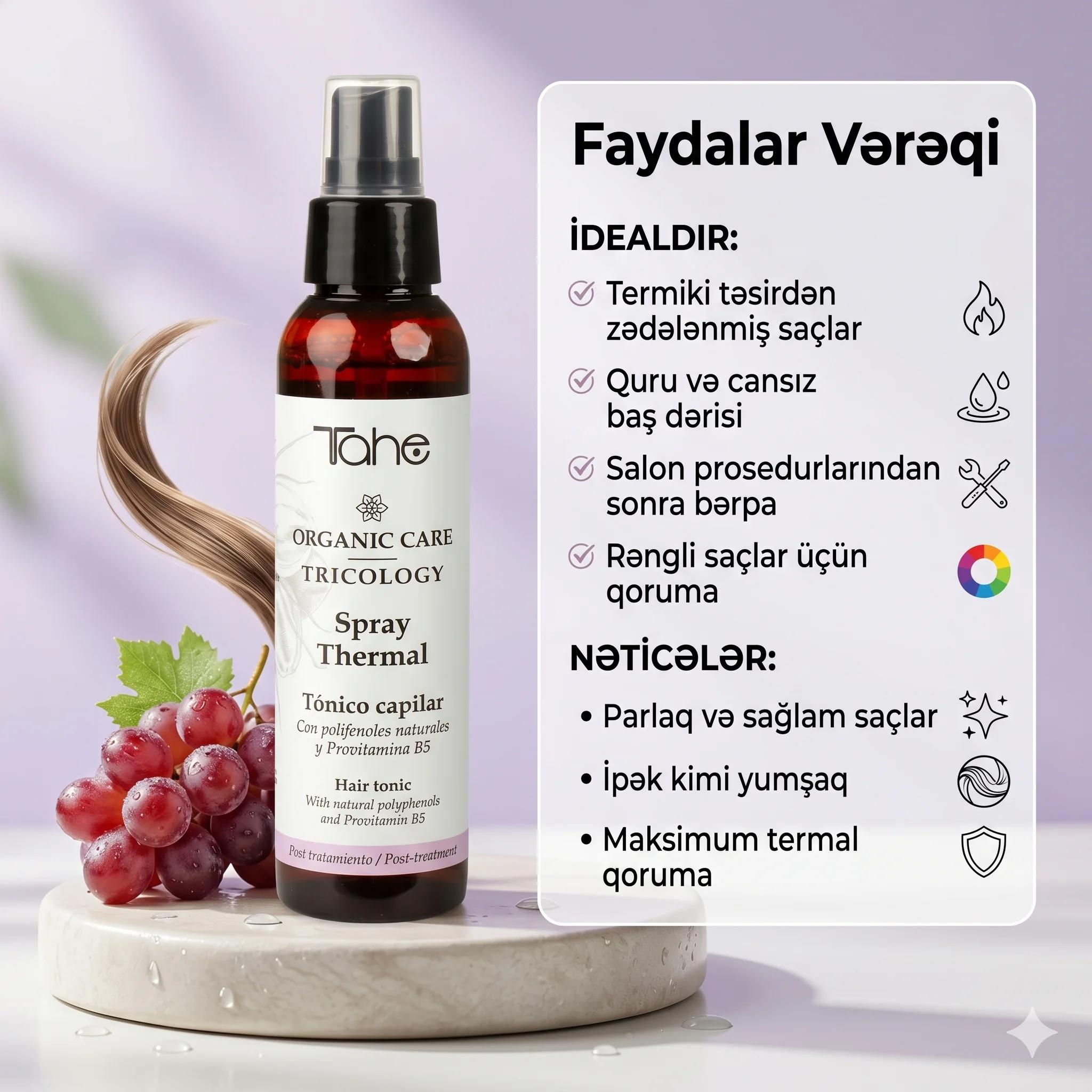 Tahe Organic Care TRICOLOGY-SPRAY TERMAL POST-TRATAMIENTO 125ML - миниатюра 4