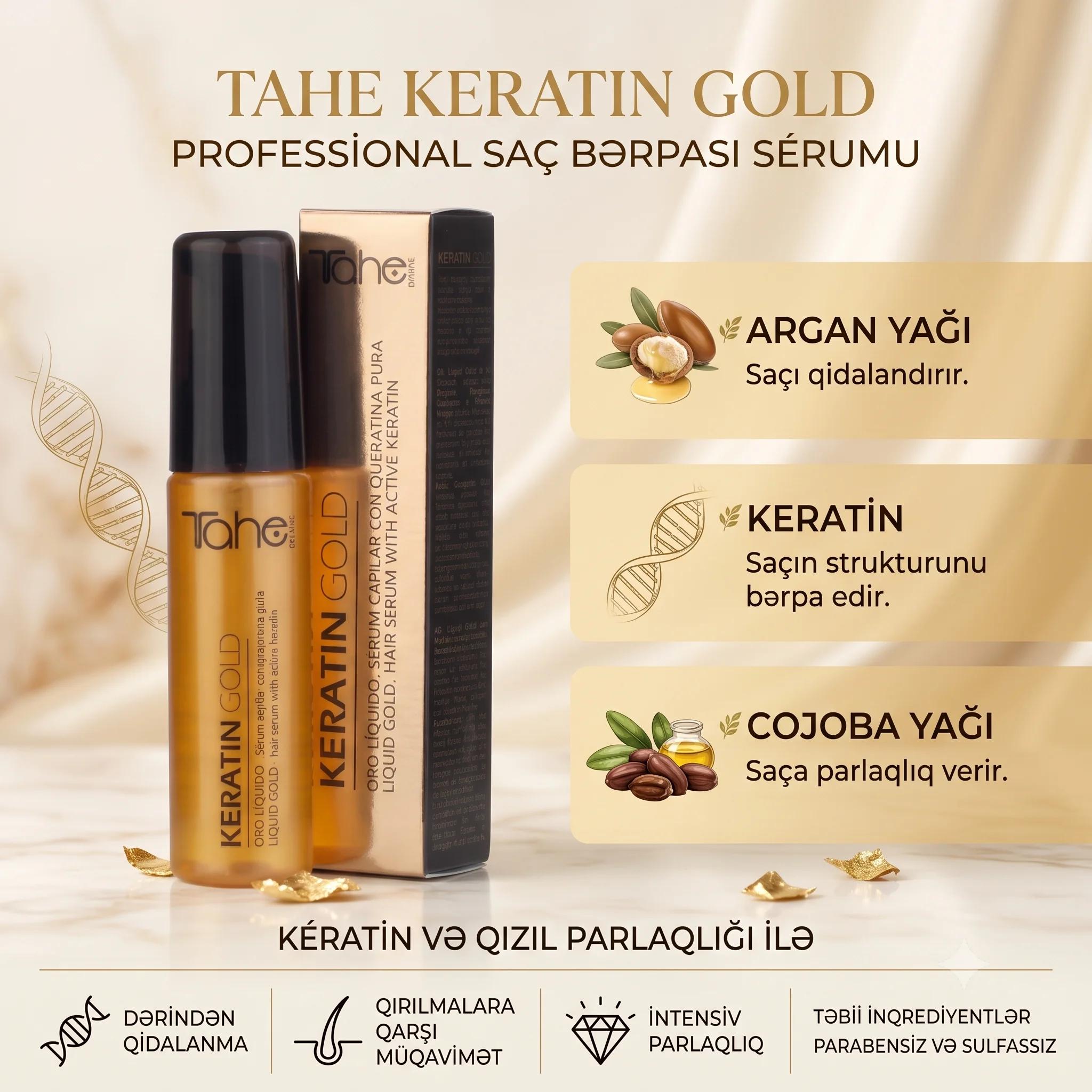 Tahe Keratin Gold Oil 30ml - миниатюра 3