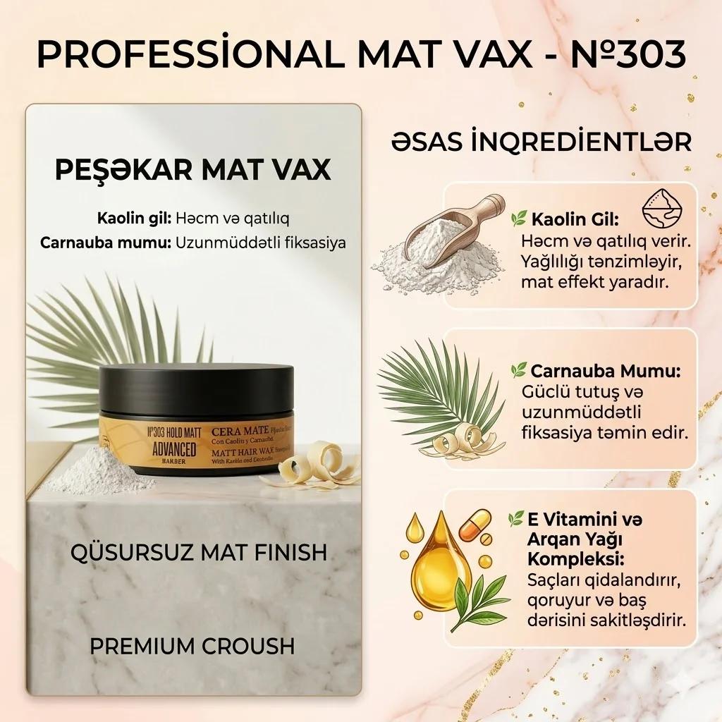 A.BARBER-Nº303 HOLD MATT 100ML (CERA MATE C/CAOLIN Y CARNAUBA) - миниатюра 3