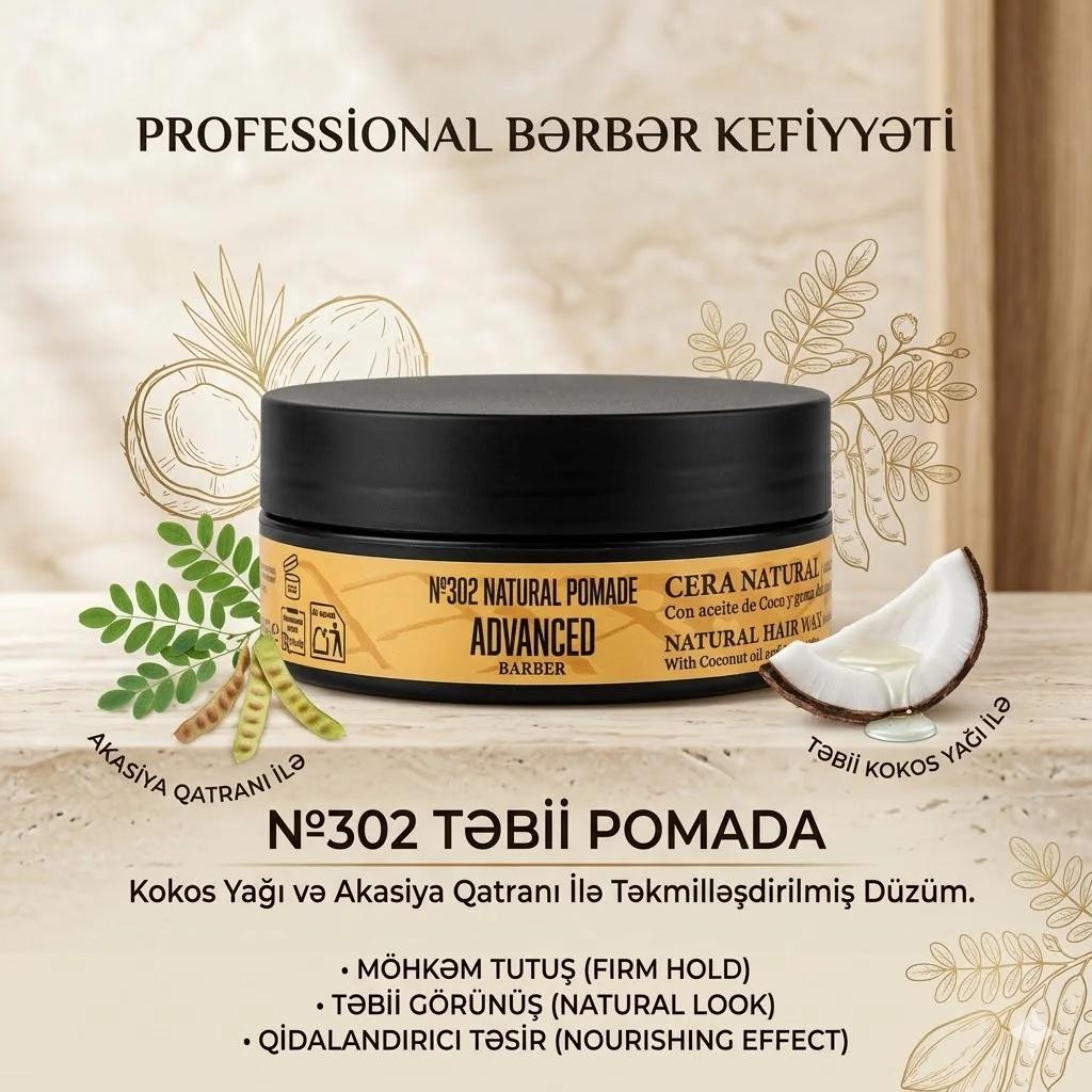A.BARBER-Nº302 NATURAL POMADE 100ML (CERA NATURAL C/AC. COCO) - миниатюра 2