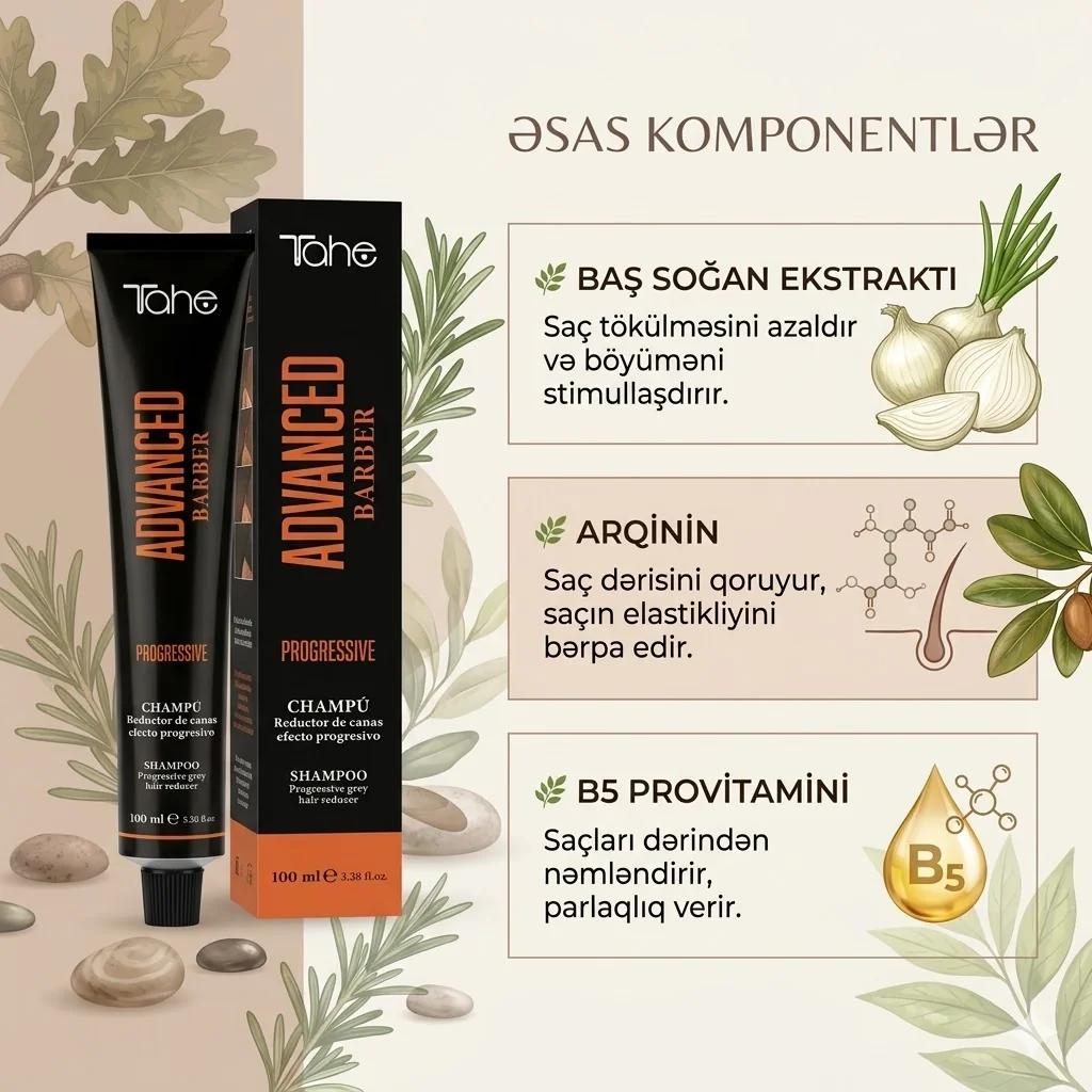 Tonlaşdırıcı şampun kişilər üçün Advanced Barber Progressive Təbii Qəhvəyi 100 ml - миниатюра 3