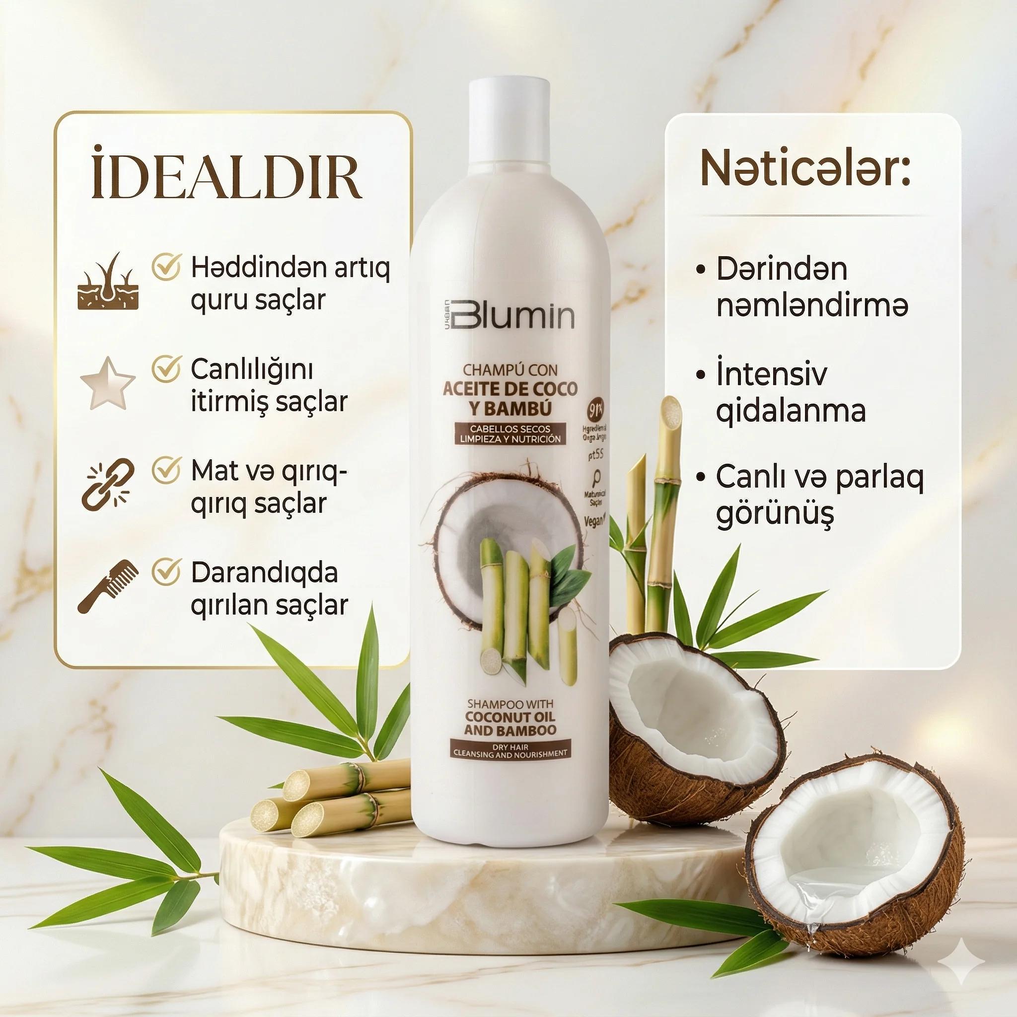 BLUMIN Shampoo with Coconut and Bamboo 1000ml - миниатюра 4