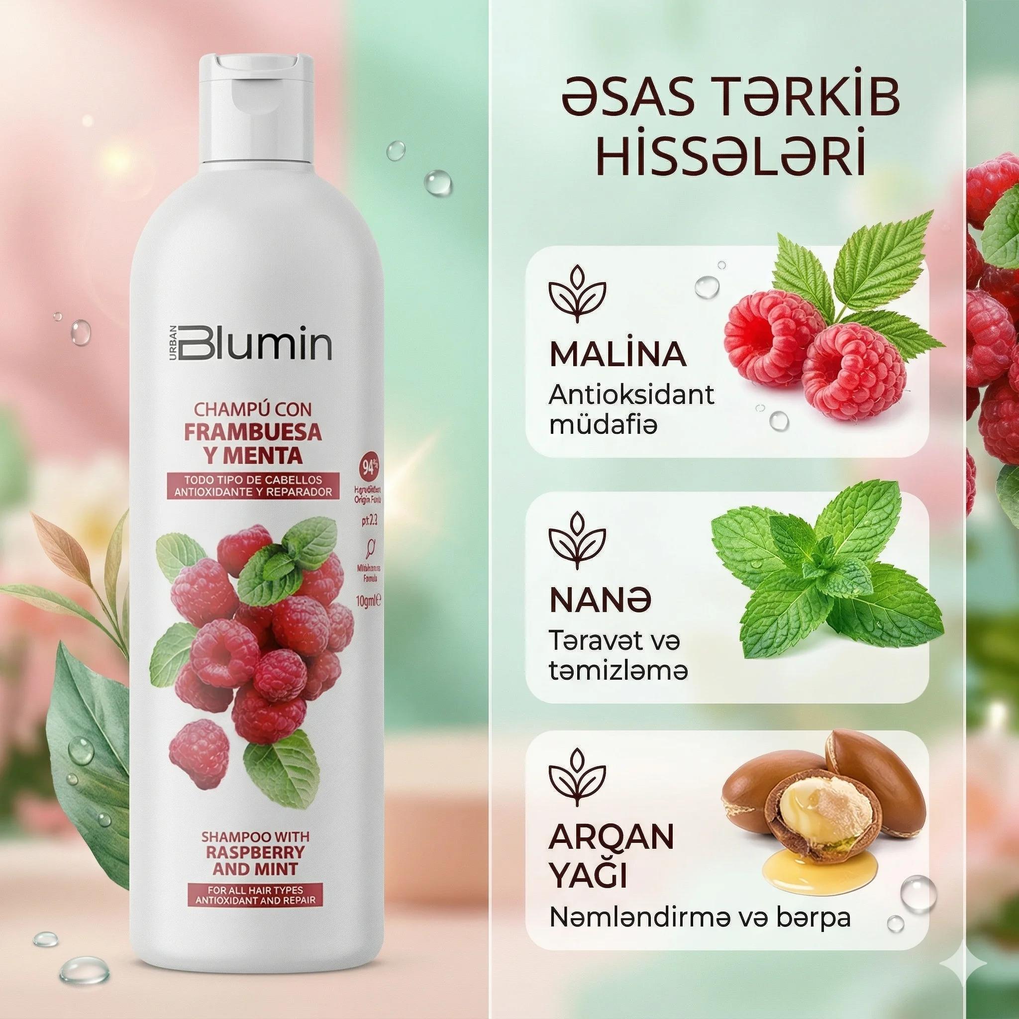 BLUMIN Shampoo with rasberrry and mint 1000ml - миниатюра 3