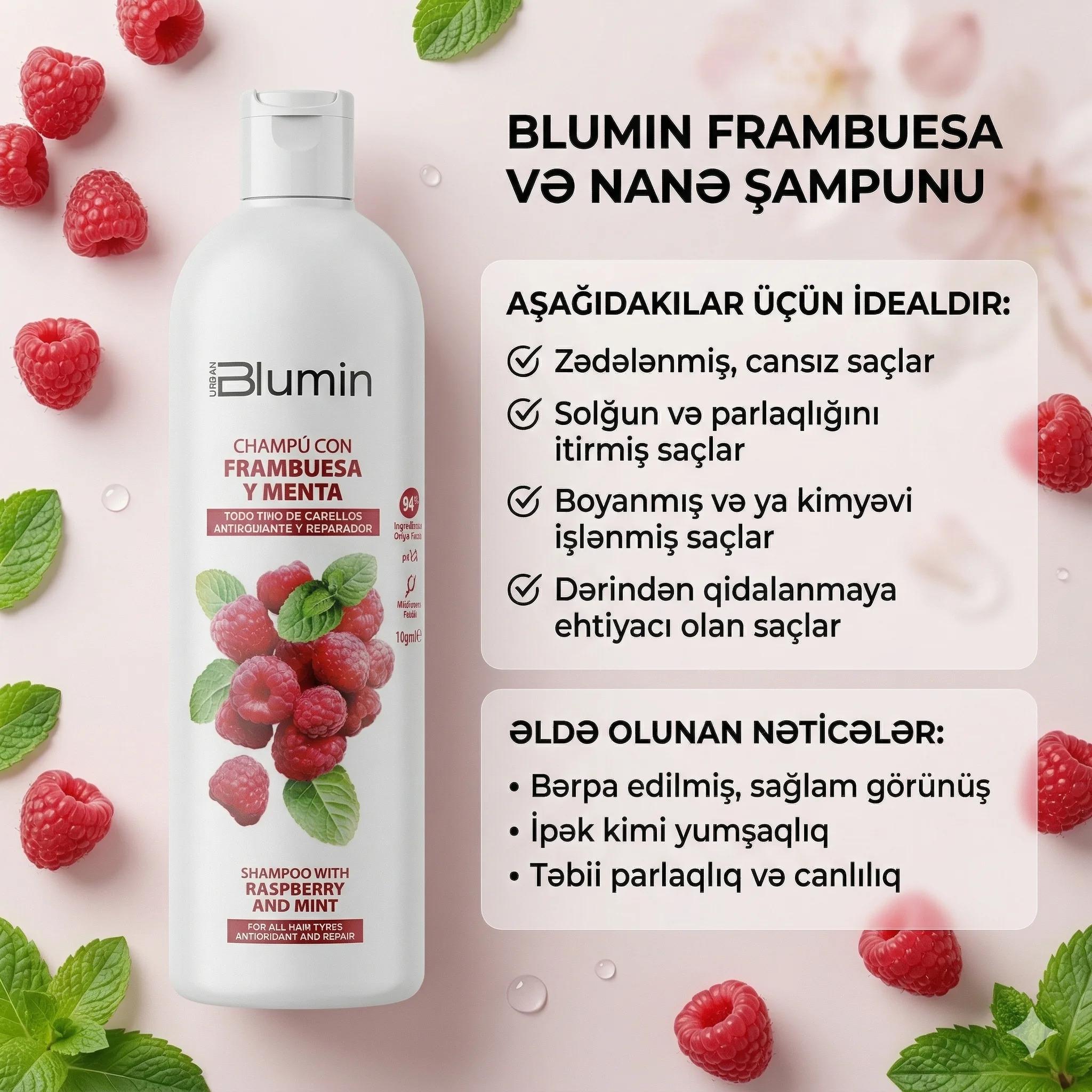 BLUMIN Shampoo with rasberrry and mint 1000ml - миниатюра 4