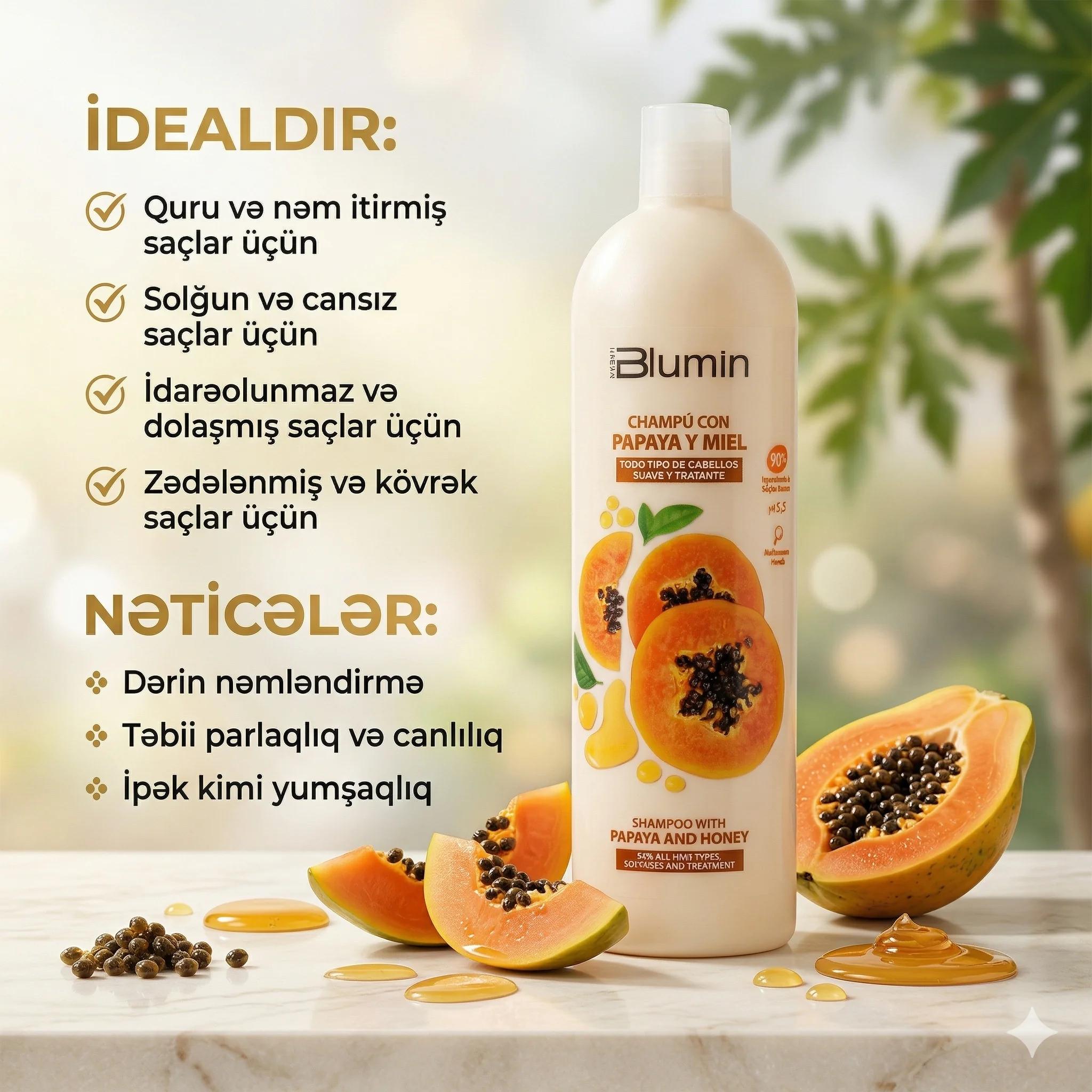 BLUMIN Shampoo with Papaya and Honey 1000ml - миниатюра 4