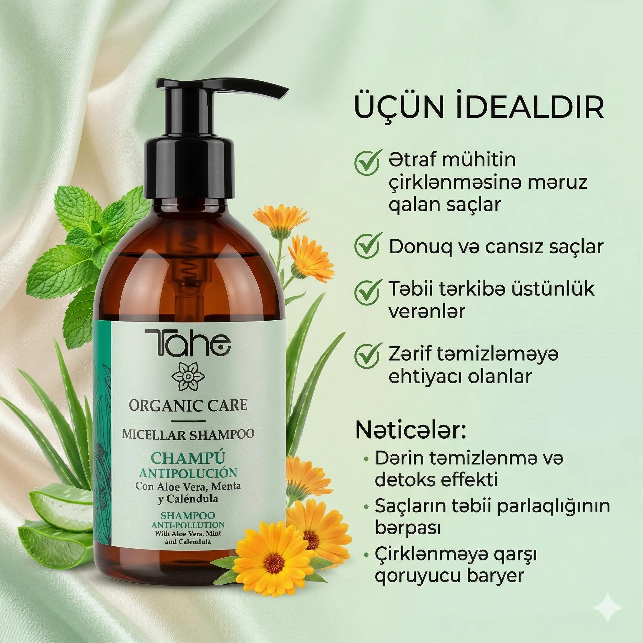 Tahe Organic Care MICELLAR SHAMPOO -CH. ANTIPOLUCION 300 ML - миниатюра 4