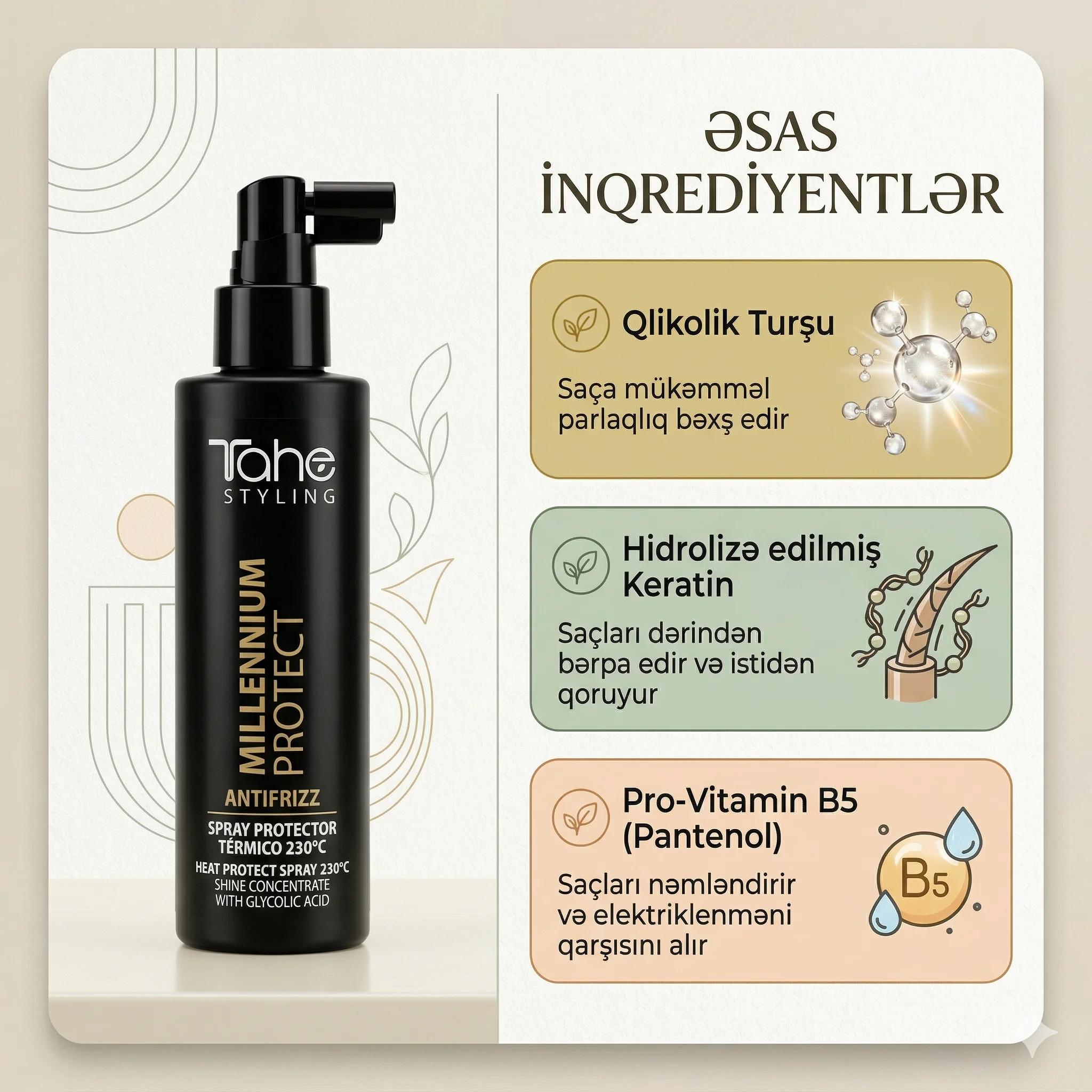 Saçlar üçün termomüdafiə spreyi Tahe Styling Millenium Protect 100 ml - миниатюра 3