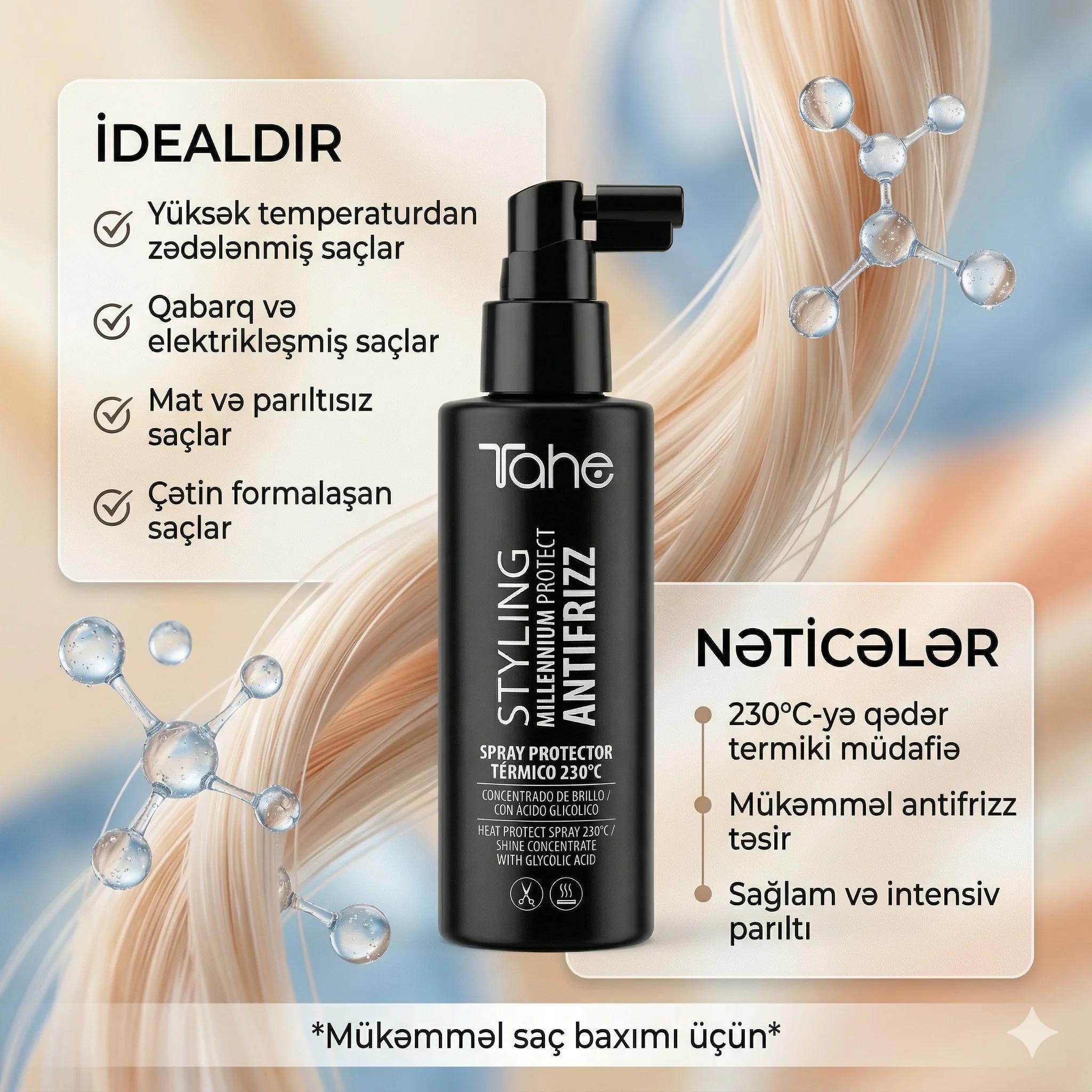 Saçlar üçün termomüdafiə spreyi Tahe Styling Millenium Protect 100 ml - миниатюра 4