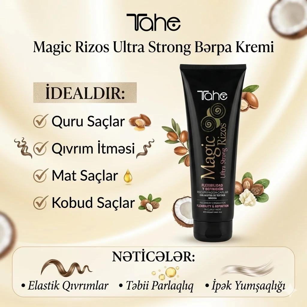 Tahe Magic Rizos Recovery Cream in curly hair 250ml - миниатюра 3