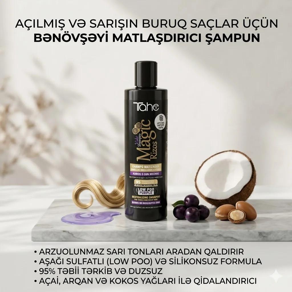 Saç üçün nəmləndirici şampun Tahe Magic Rizos Low Poo 300 ml - миниатюра 2