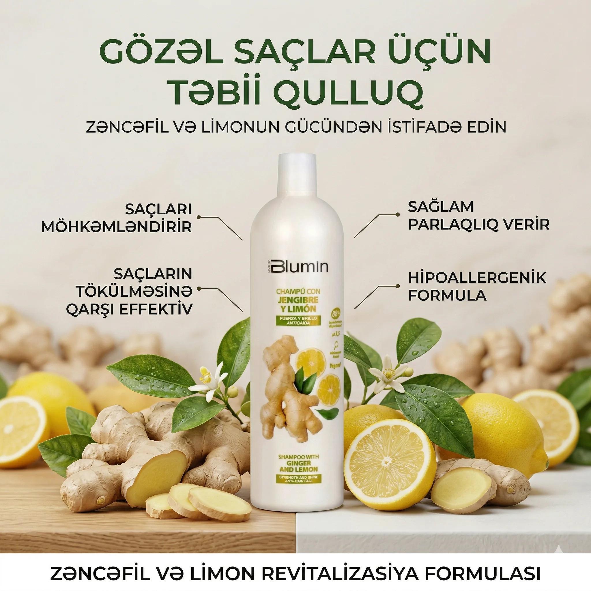 BLUMIN Shampoo with Gincer and limon 1000ml - миниатюра 2