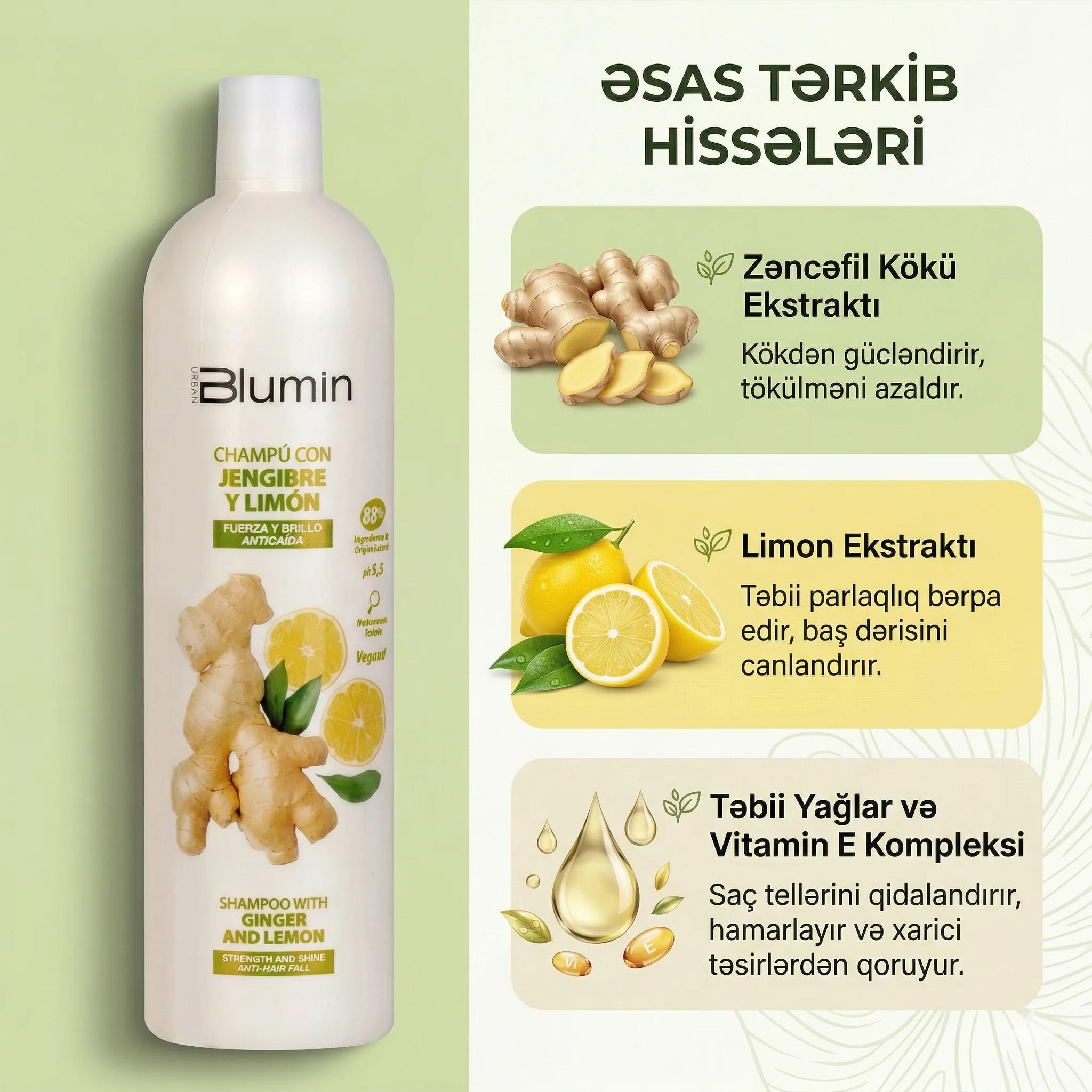 BLUMIN Shampoo with Gincer and limon 1000ml - миниатюра 3