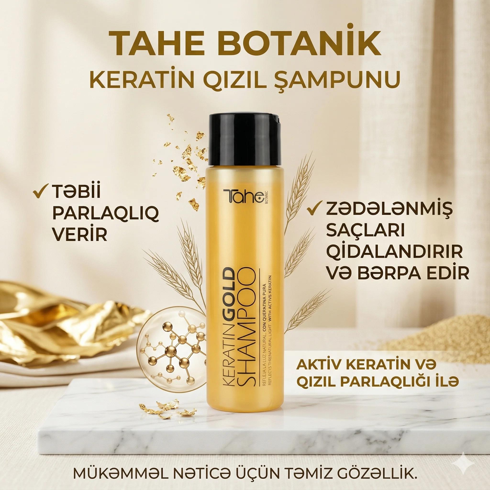 Tahe Keratin Gold Shampoo Yellow 300ml - миниатюра 2