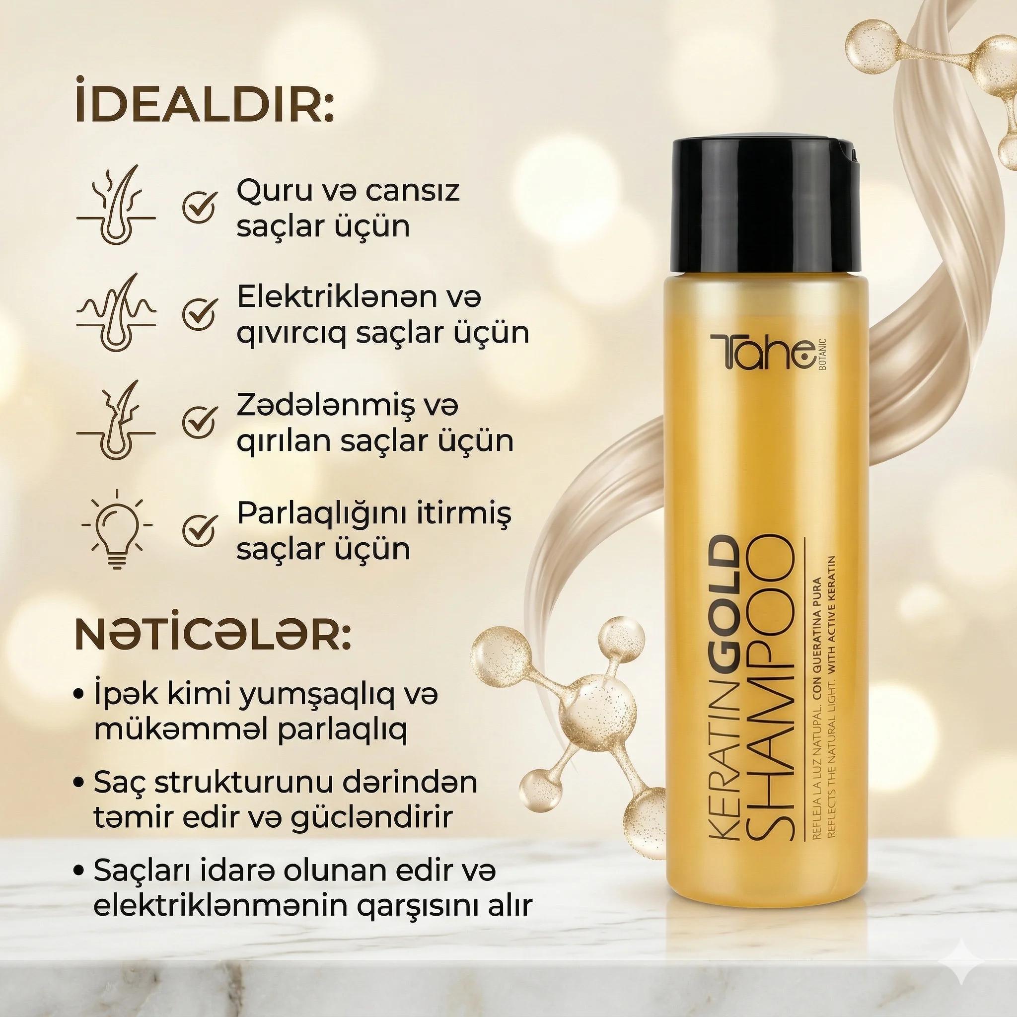 Tahe Keratin Gold Shampoo Yellow 300ml - миниатюра 4