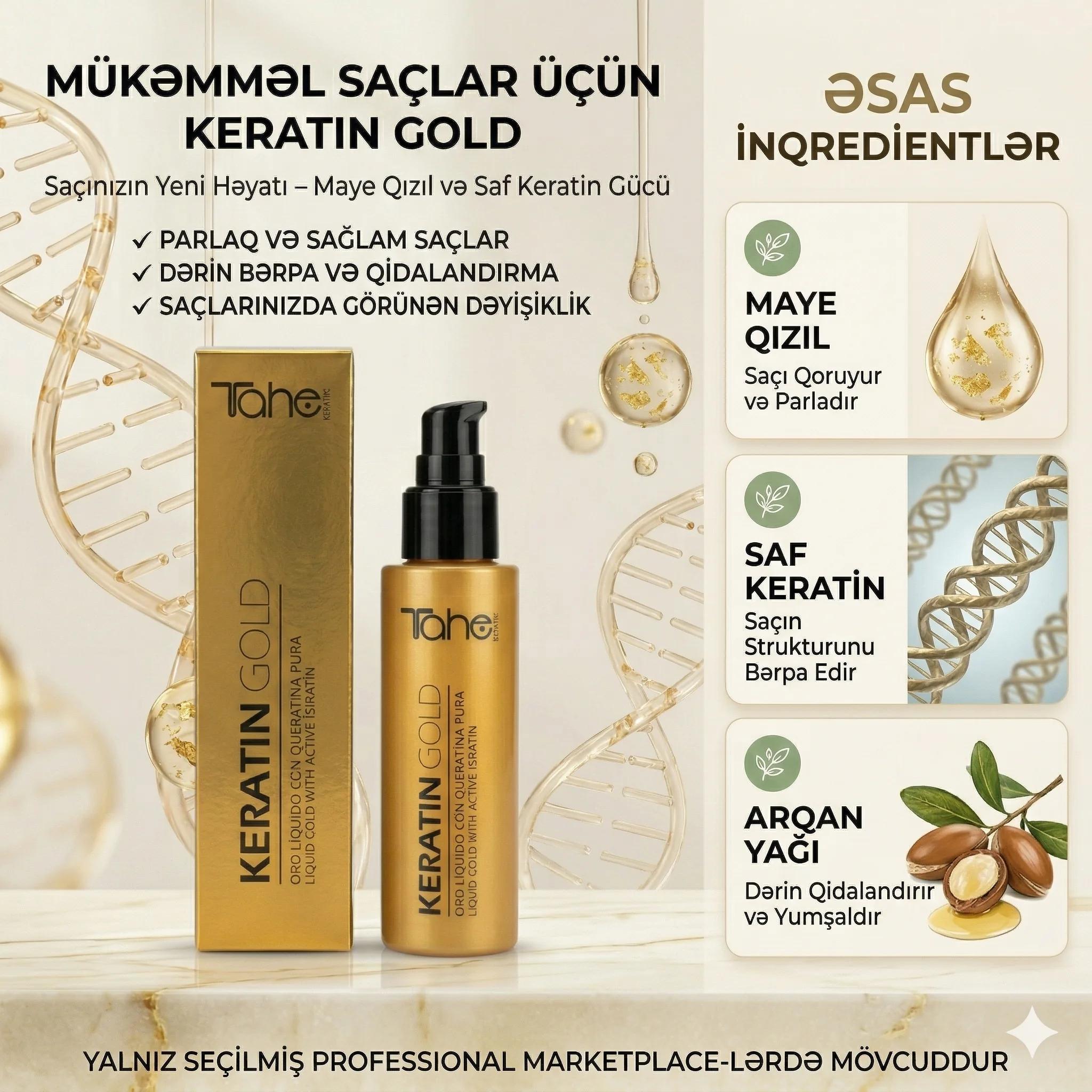 Tahe Botanic Keratin Gold Oil - 100ml - миниатюра 3