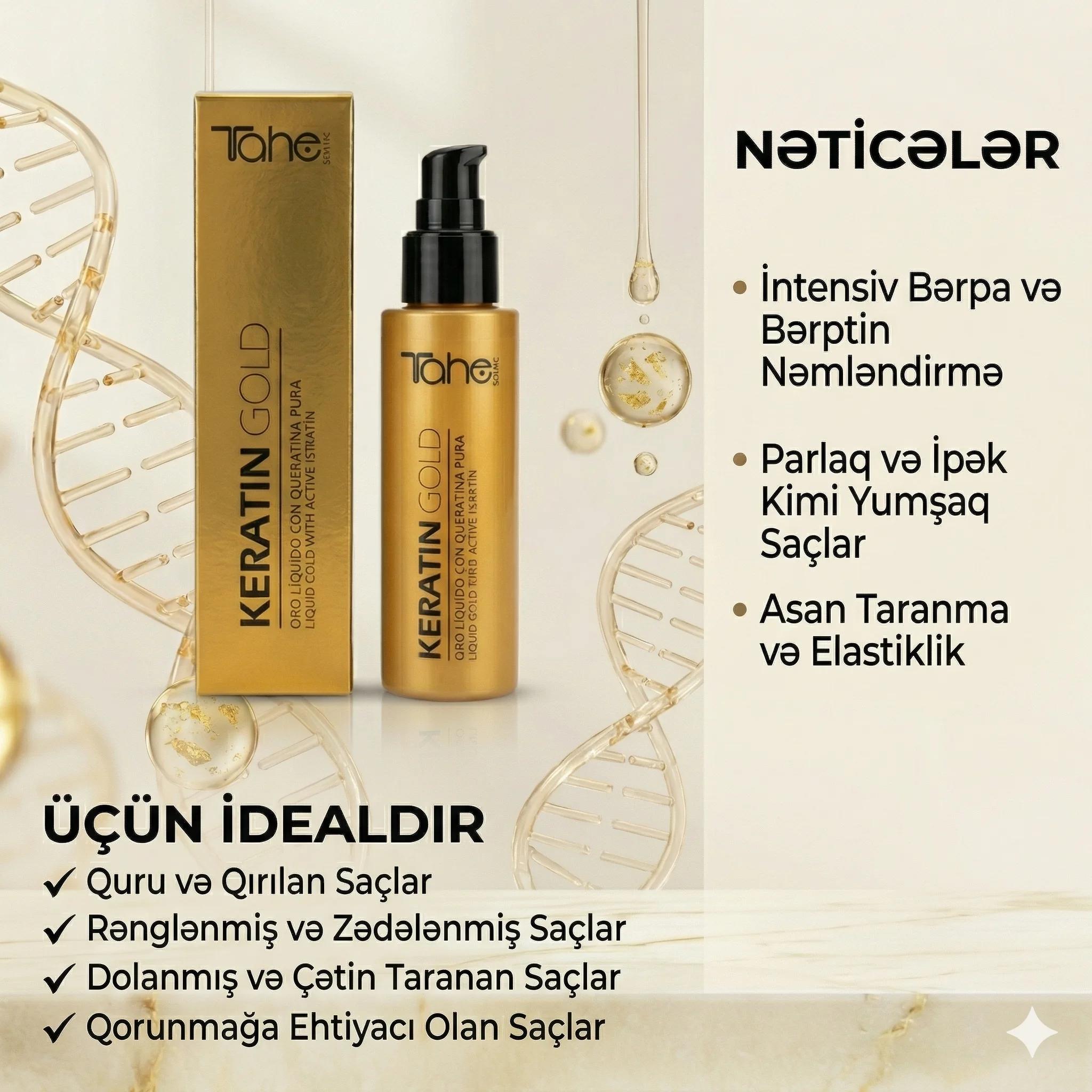 Tahe Botanic Keratin Gold Oil - 100ml - миниатюра 4