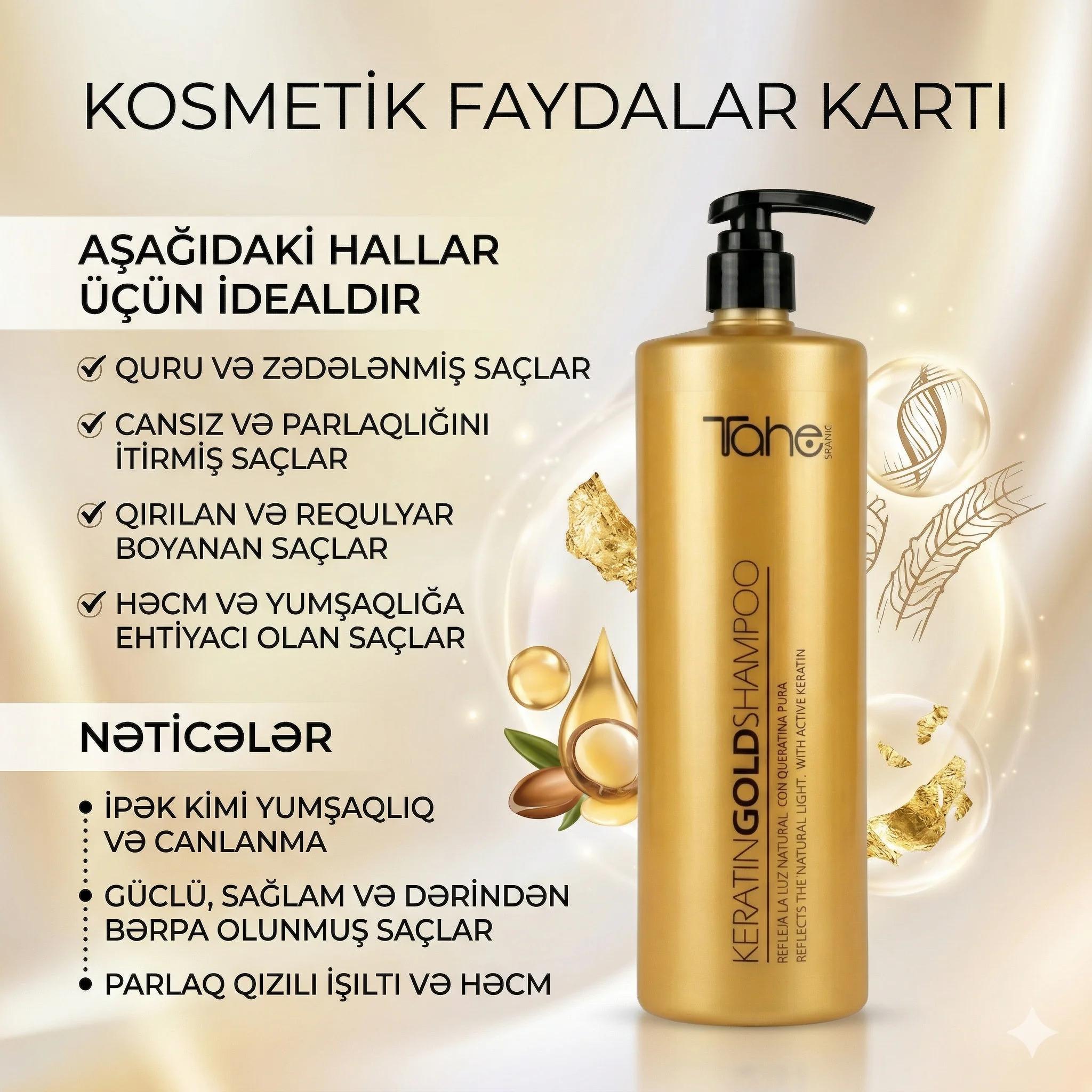 Tahe Keratin Gold Shampoo 1000ml - миниатюра 4