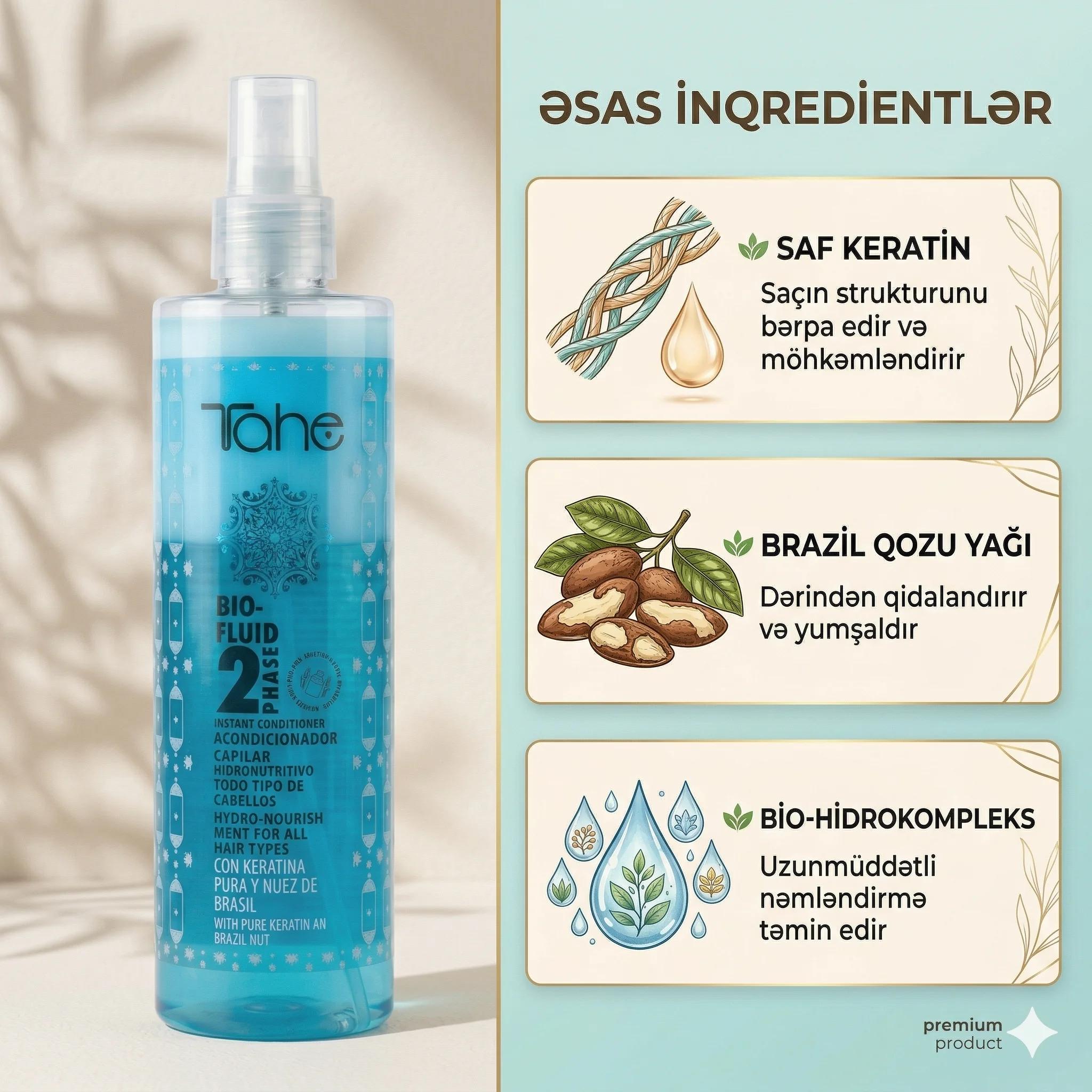 Tahe Bio Fluid 2 Phase Condcioner Con Keratina 300ml - миниатюра 3