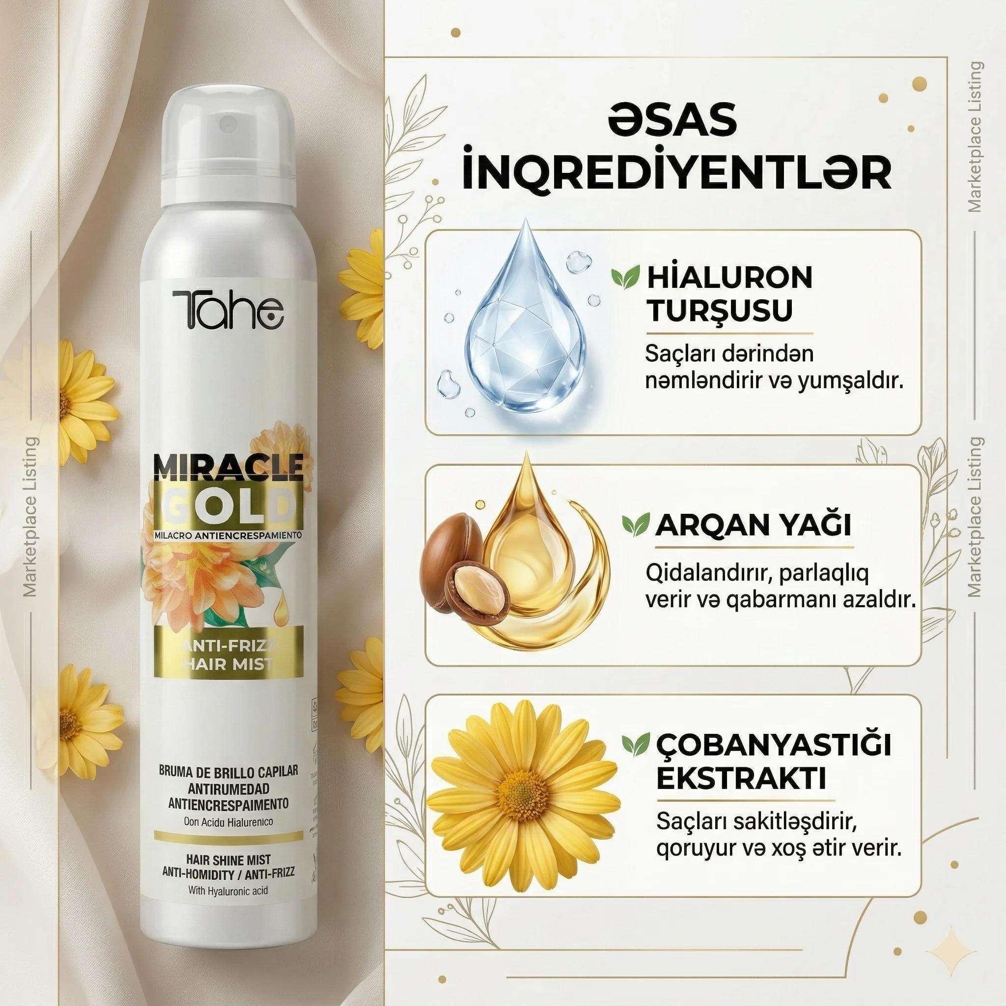 Miracle Gold Anti-frizz hair mist 200ml - миниатюра 3