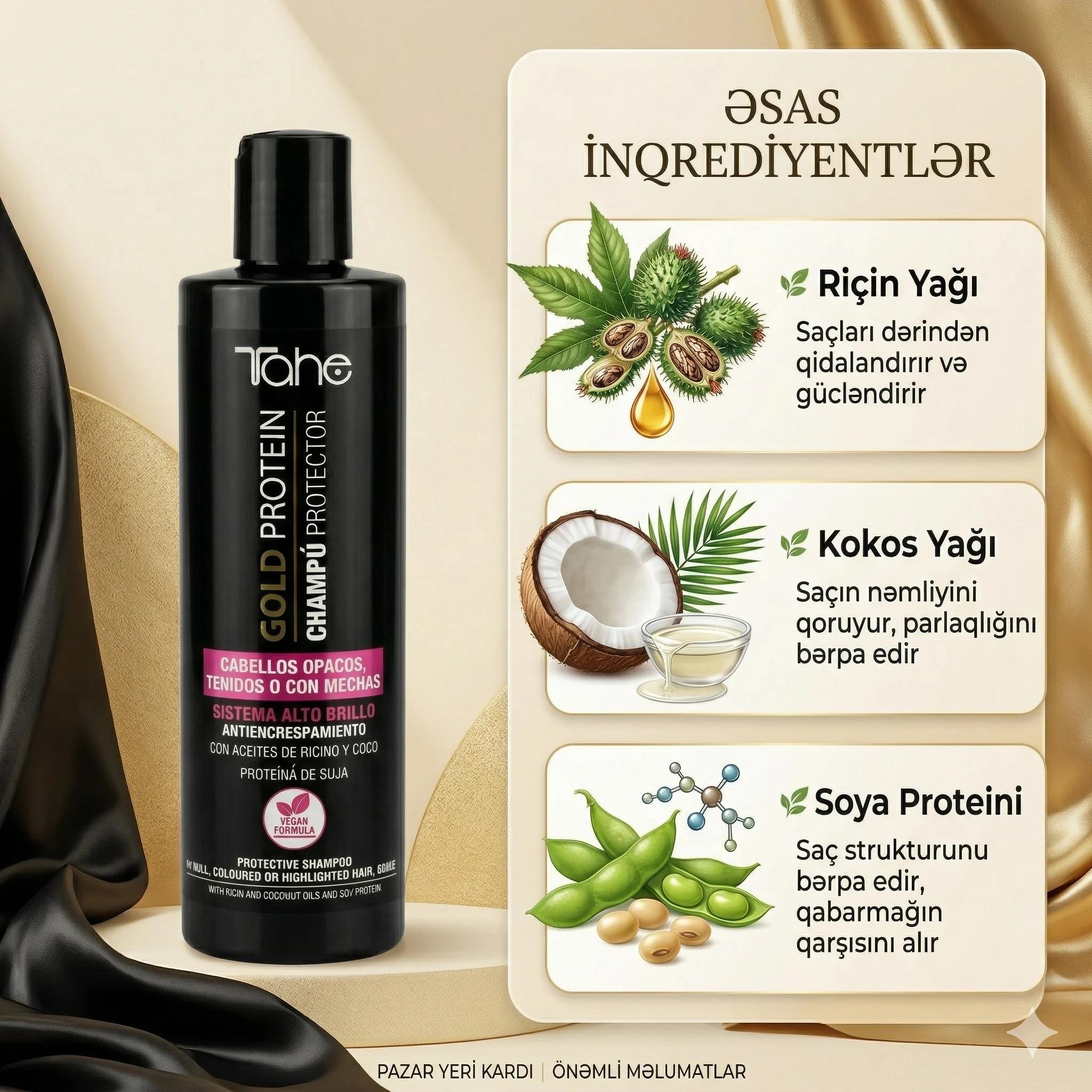 Tahe Gold Protein Shampoo 300ml - миниатюра 3