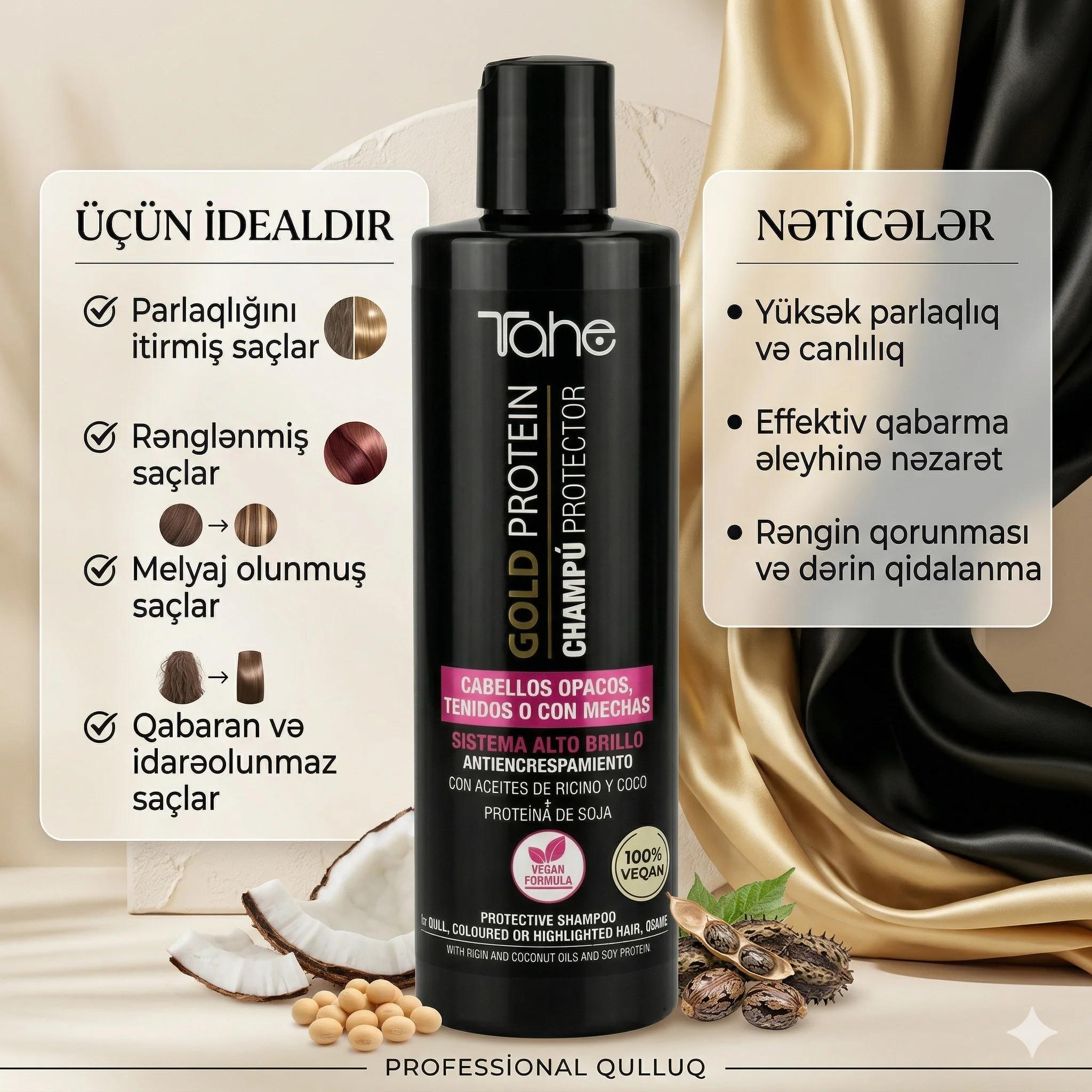 Tahe Gold Protein Shampoo 300ml - миниатюра 4