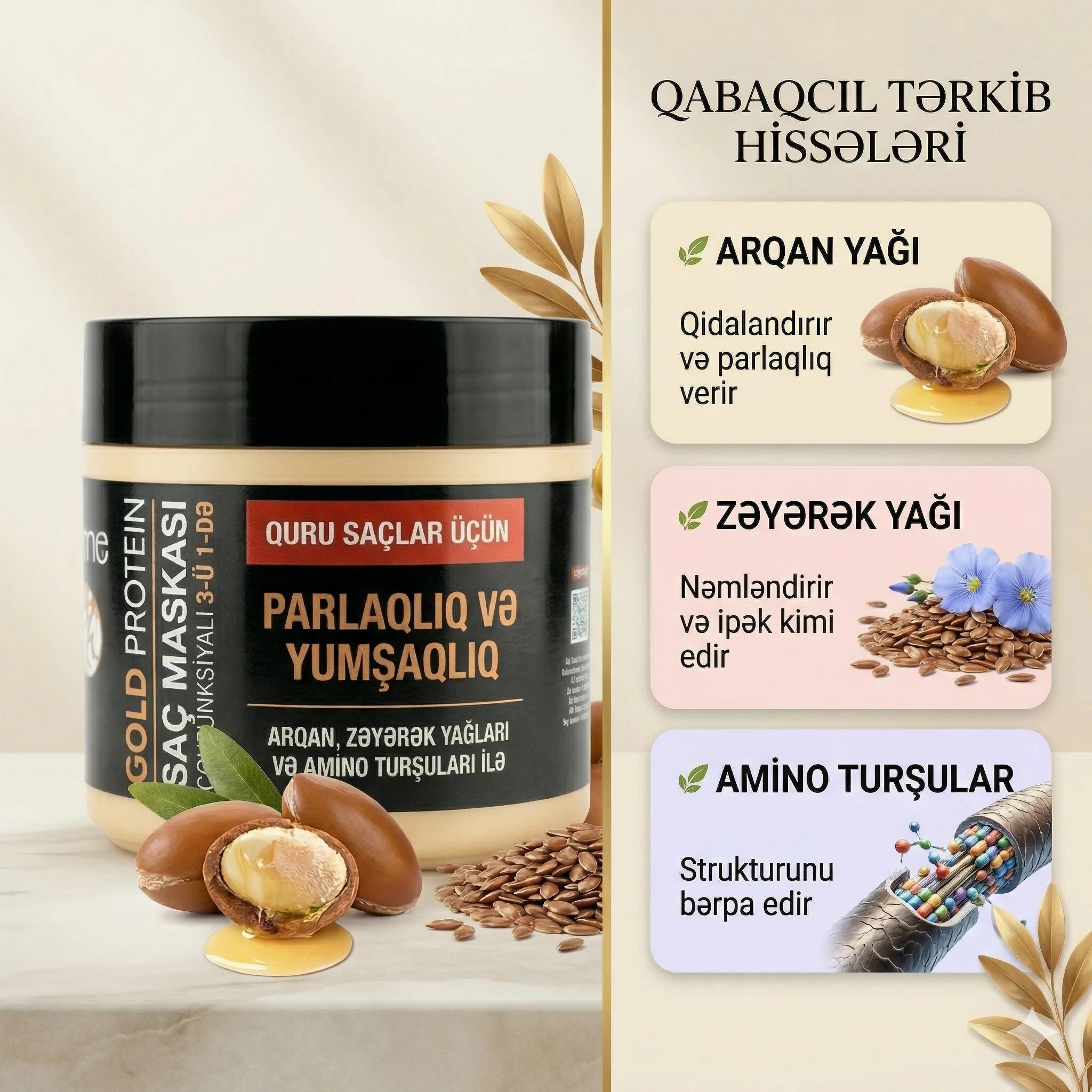 Tahe Gold Protein Mascarilla capilar multifuncional 3in1 400ml - миниатюра 3