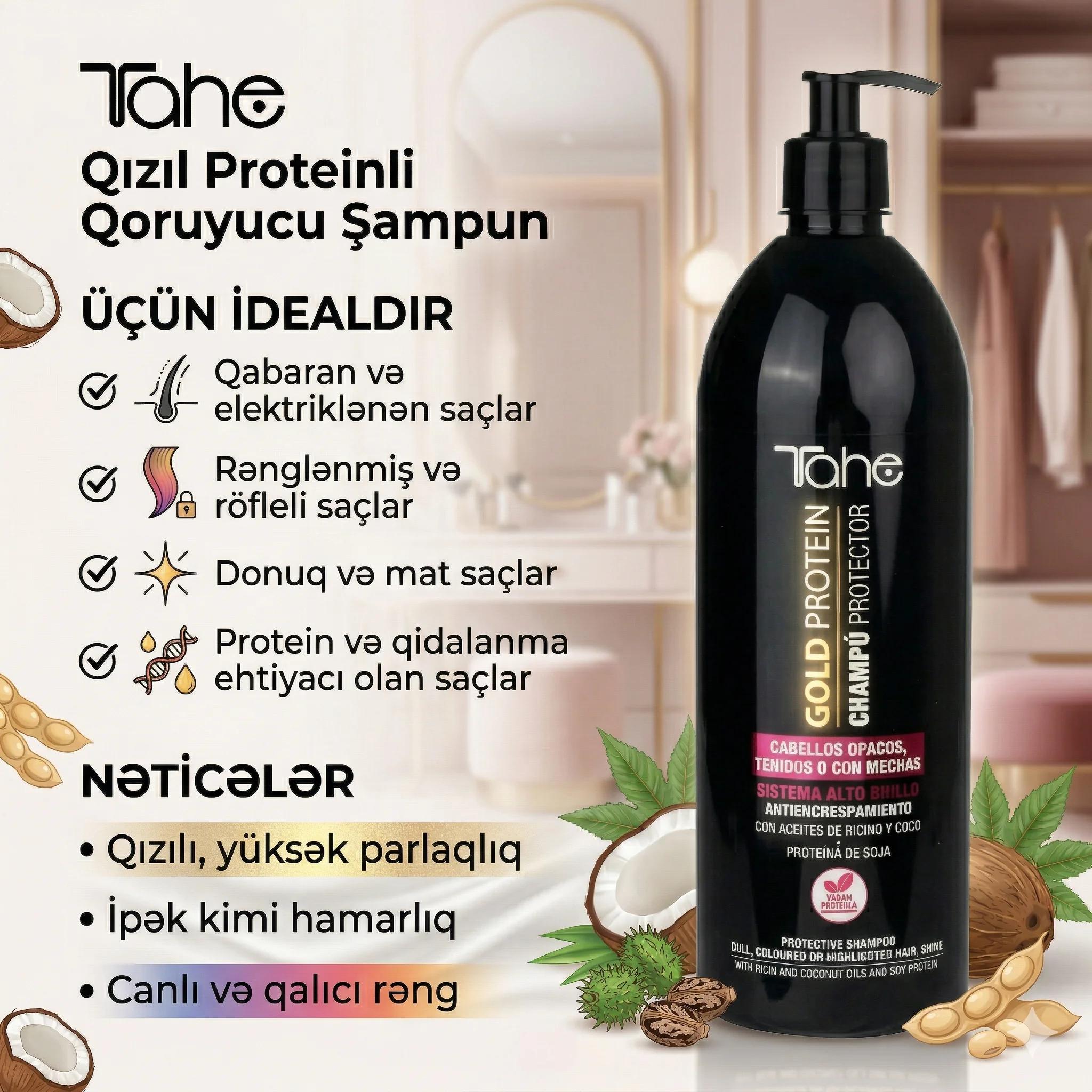 Tahe Gold Protein Shampoo Protector 1000ml - миниатюра 4
