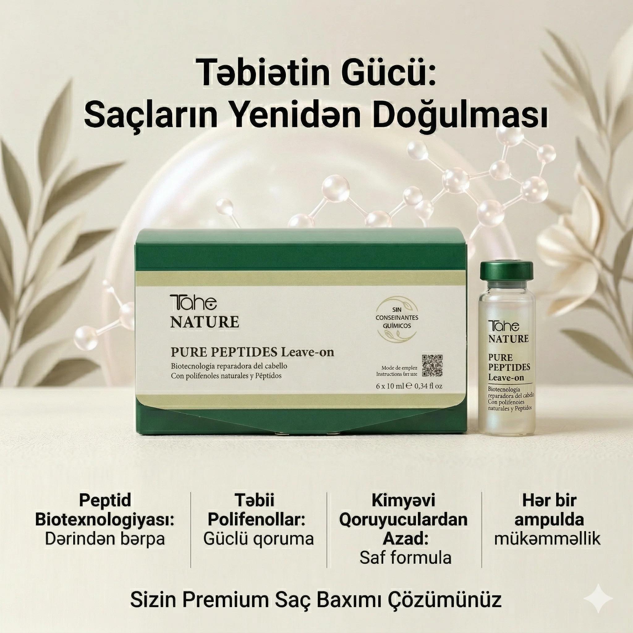 Saç üçün ampul Tahe Nature Pure Peptides Leave-On 6 əd x 10 ml - миниатюра 2