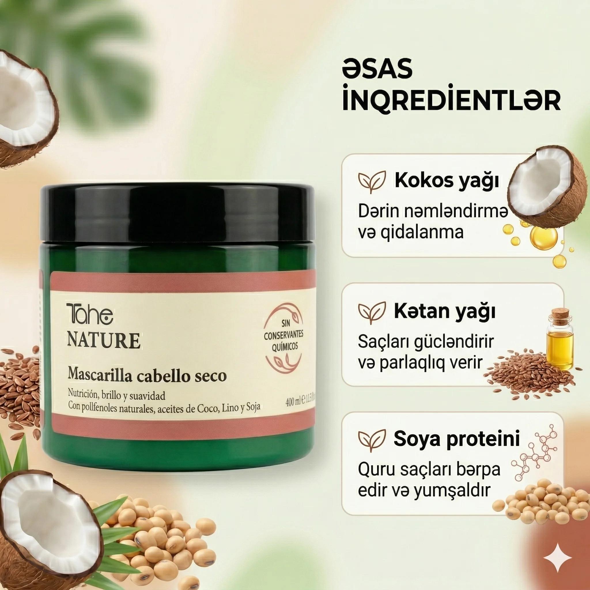 Tahe Nature Mascarilla cabello seco 400ml - миниатюра 3