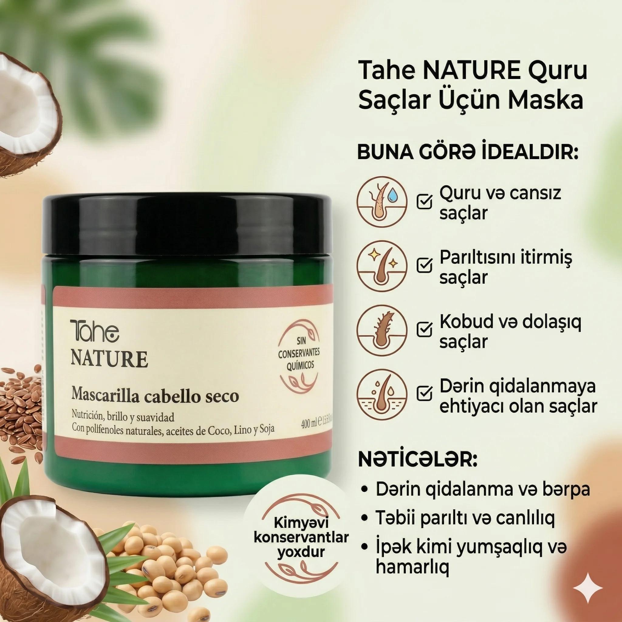Tahe Nature Mascarilla cabello seco 400ml - миниатюра 4