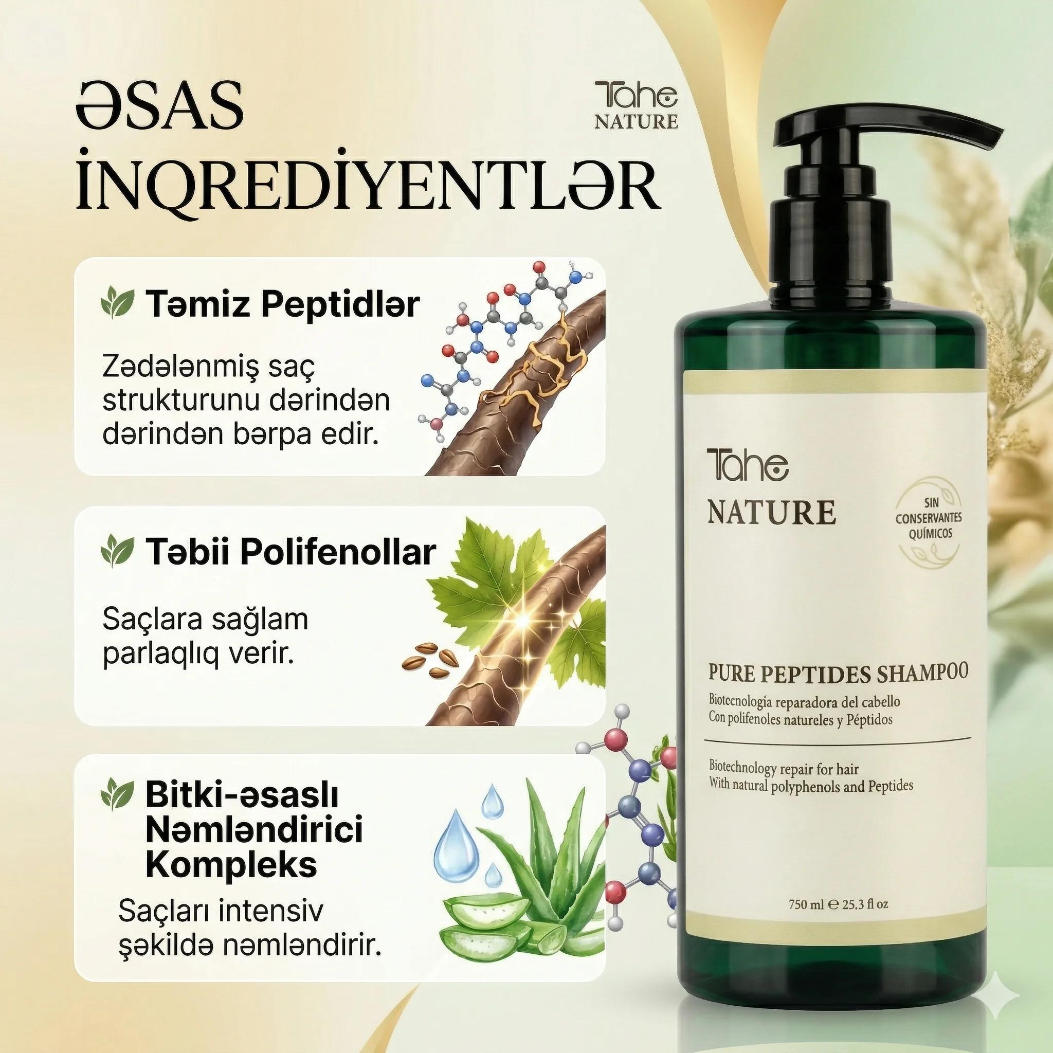 Tahe Nature Pure Peptides Shampoo 750 ml - миниатюра 3