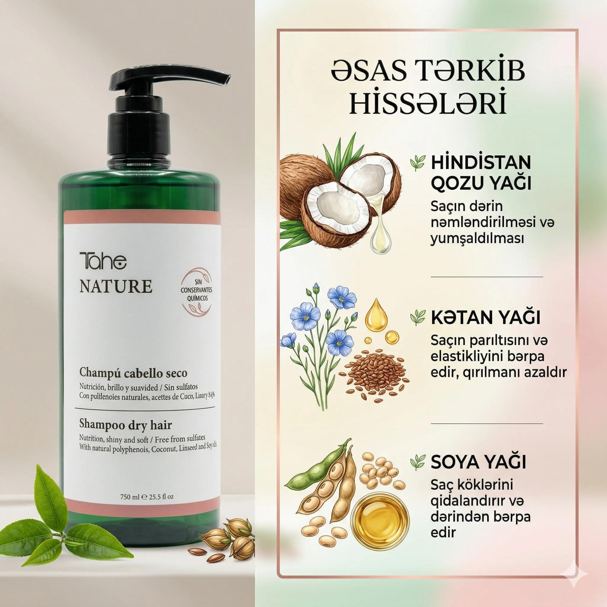 Tahe Nature Shampoo Dry Hair 750 ml - миниатюра 3