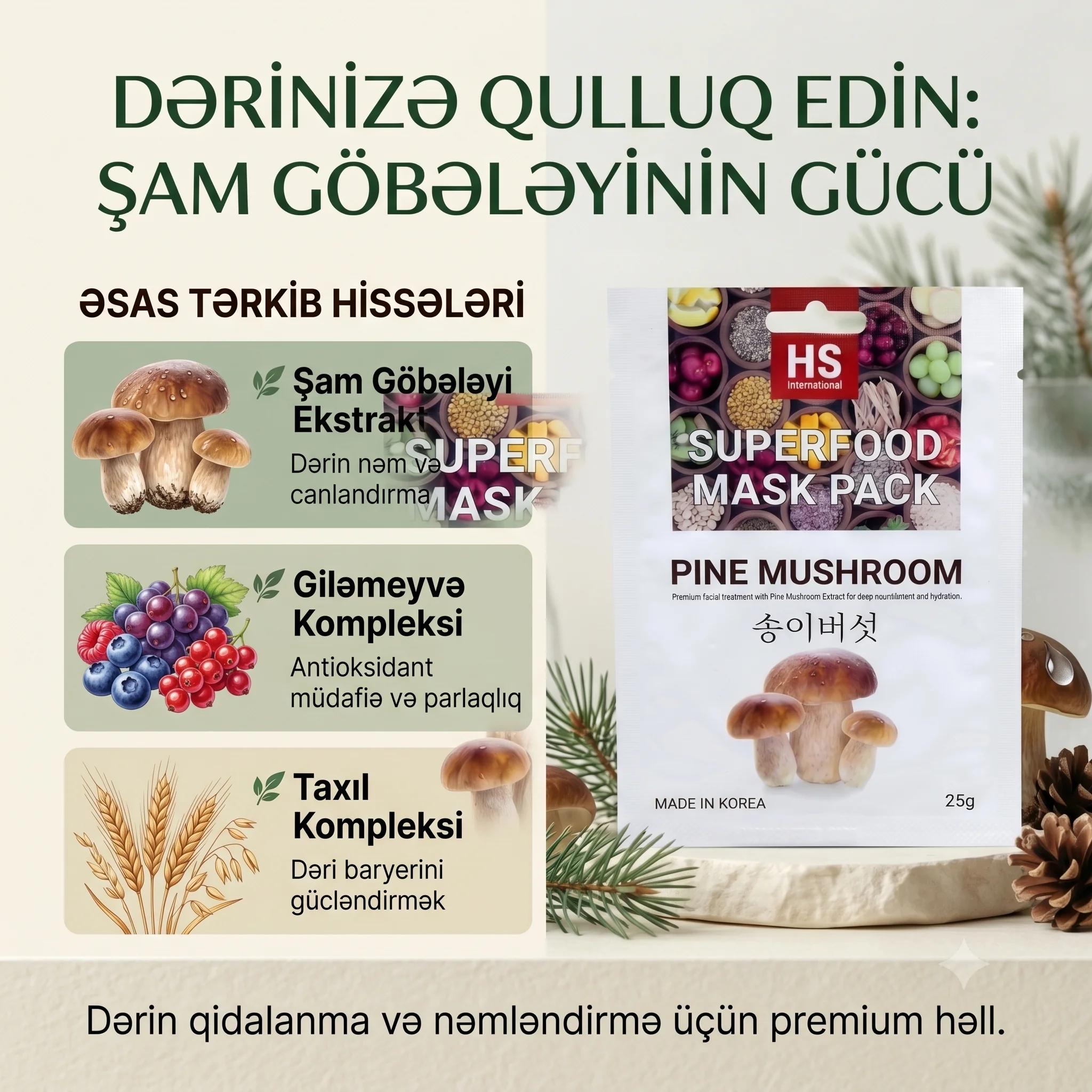 Parça maska HS International Botanical Fit Pine Mushroom 25 q - миниатюра 2