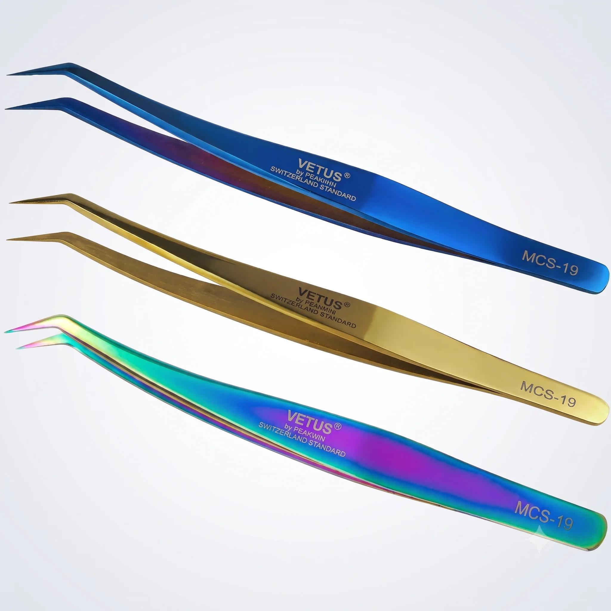 Пинцет VETUS MCS-19 Gold изогнутый 125 мм золотой - изображение 1