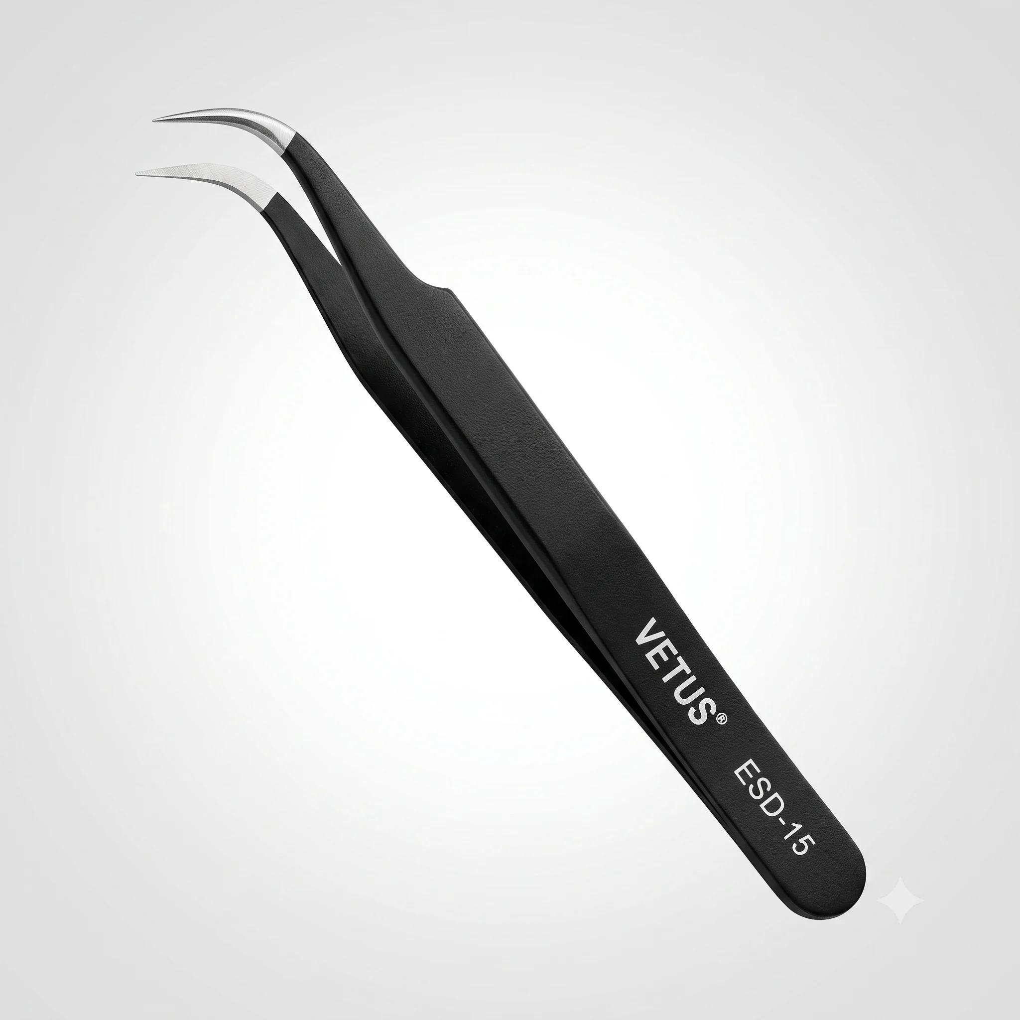 Пинцет VETUS ESD-15 Black изогнутый 120 мм - изображение 1