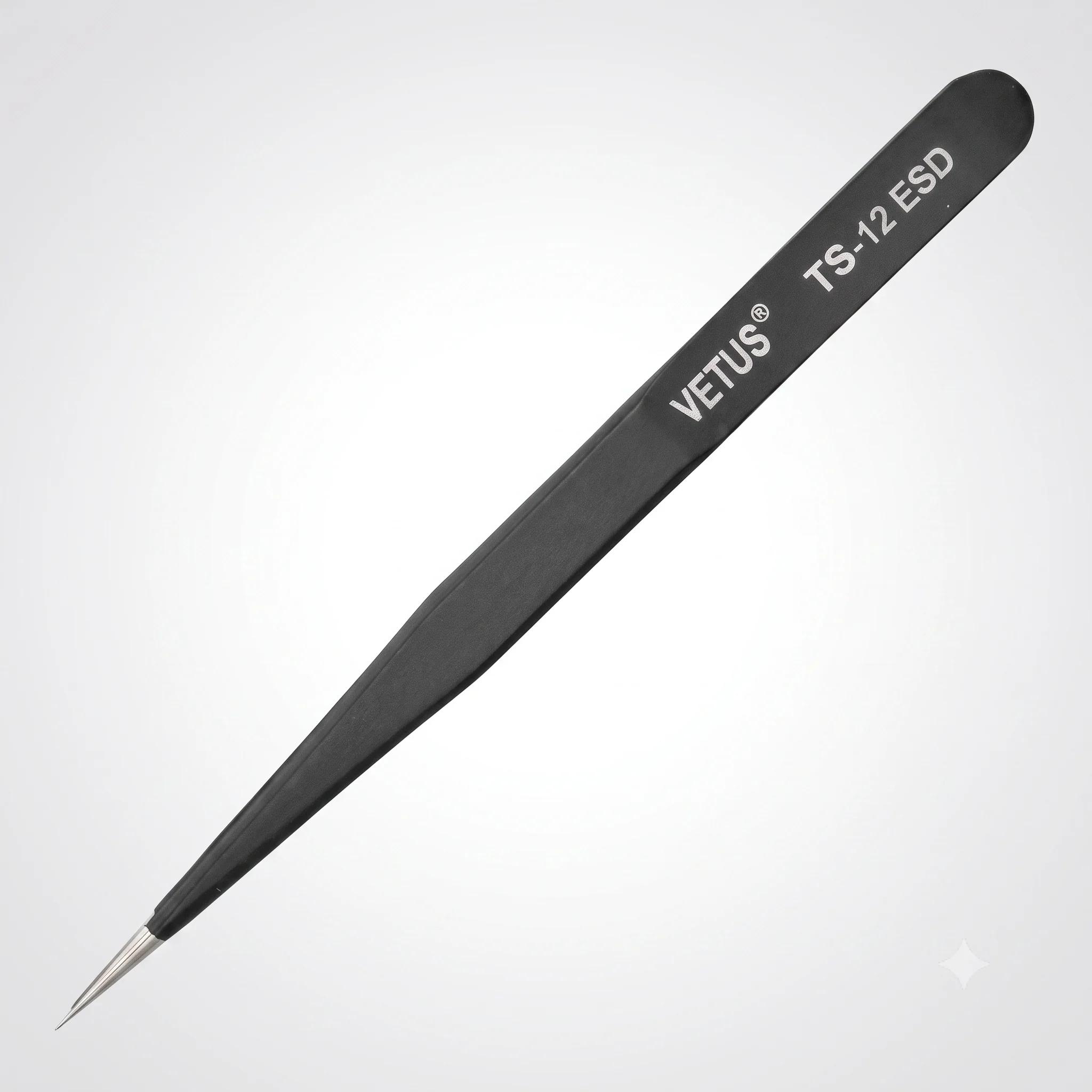 Пинцет VETUS TS-12 ESD Black прямой 135 мм - изображение 1
